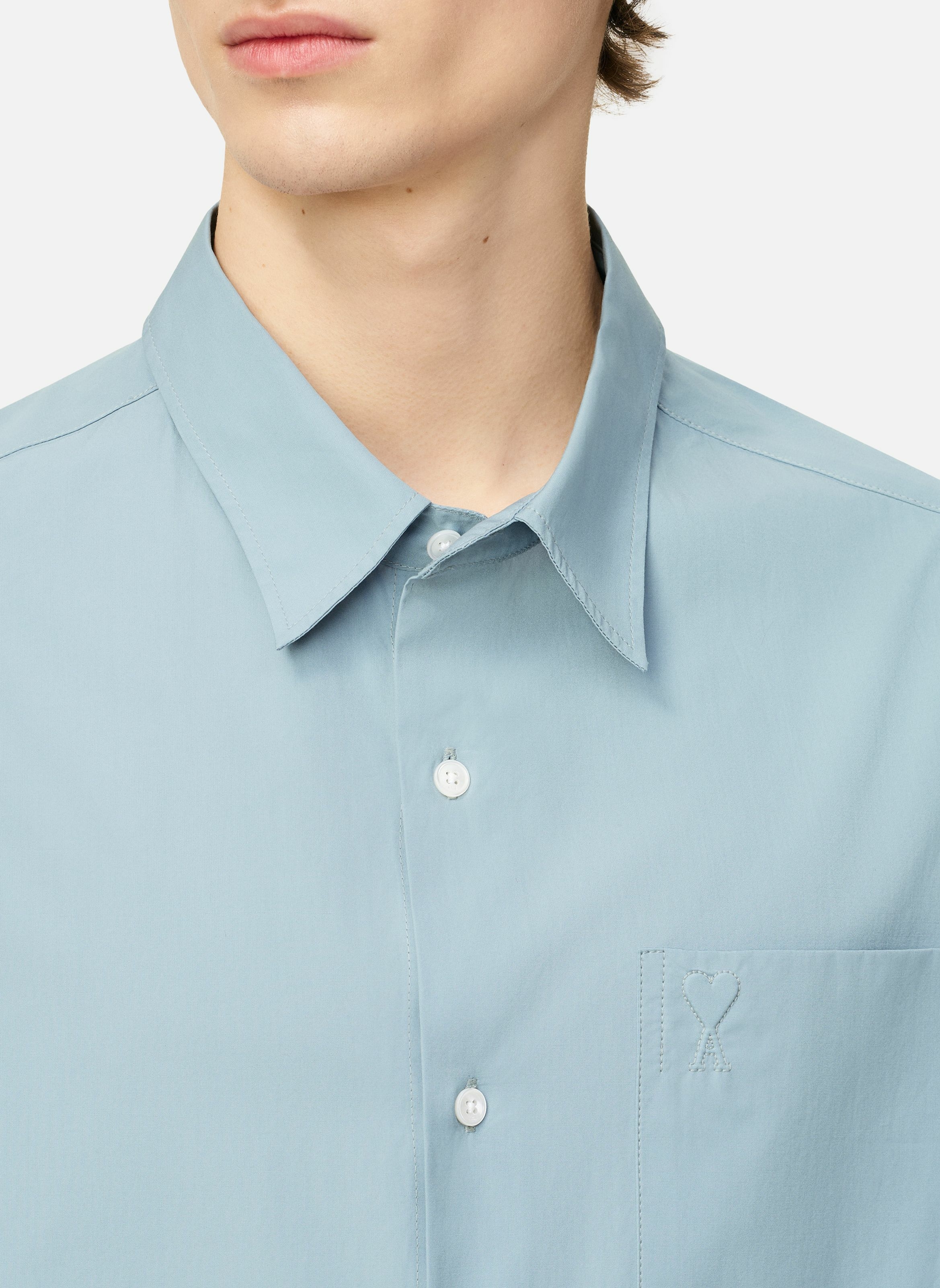 Chemise boxy embossée ami de coeur en coton unisexe AMI PARIS Bleu