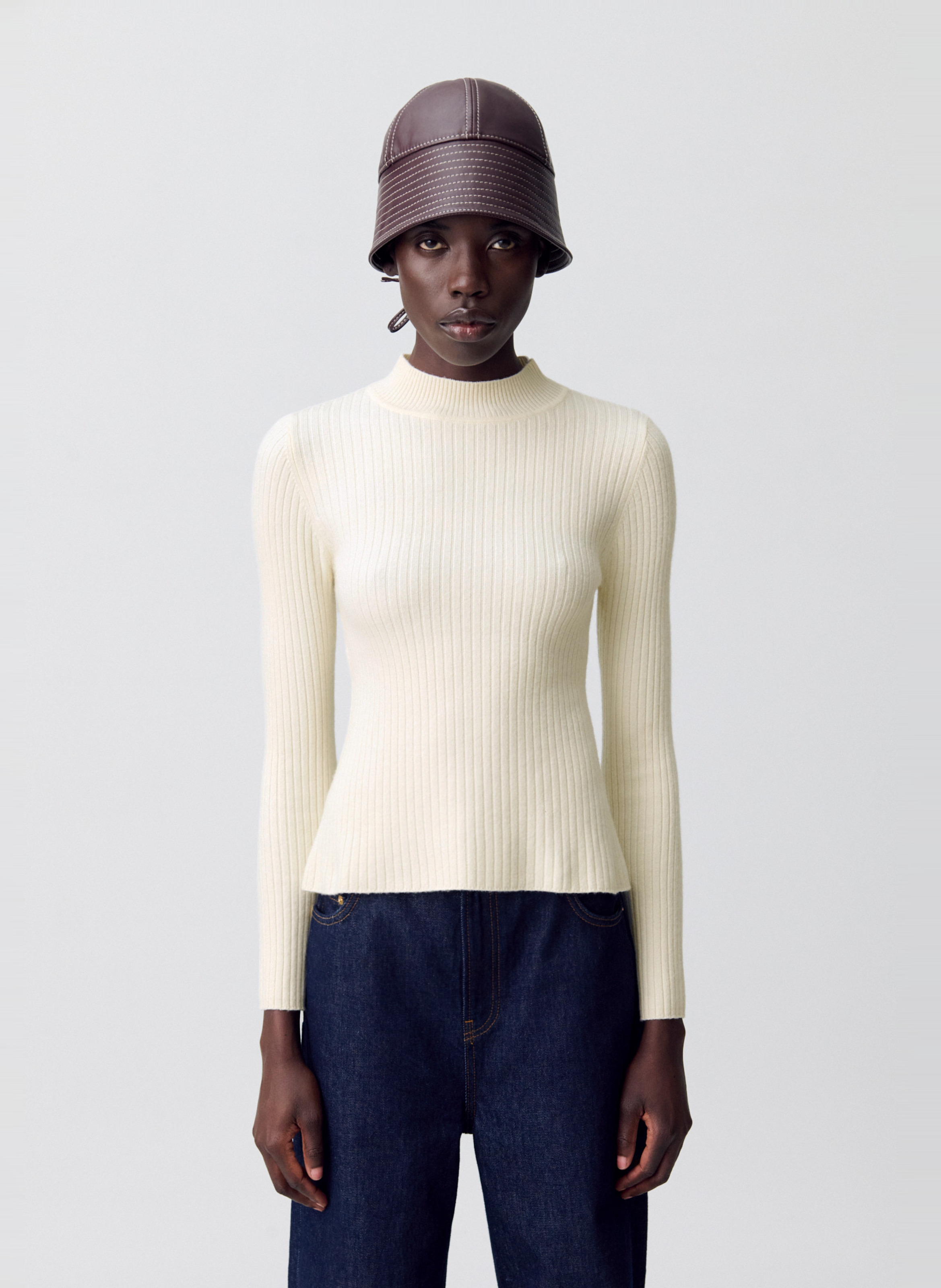 Pull col rond en laine mélangée maritime CLAUDIE PIERLOT Beige