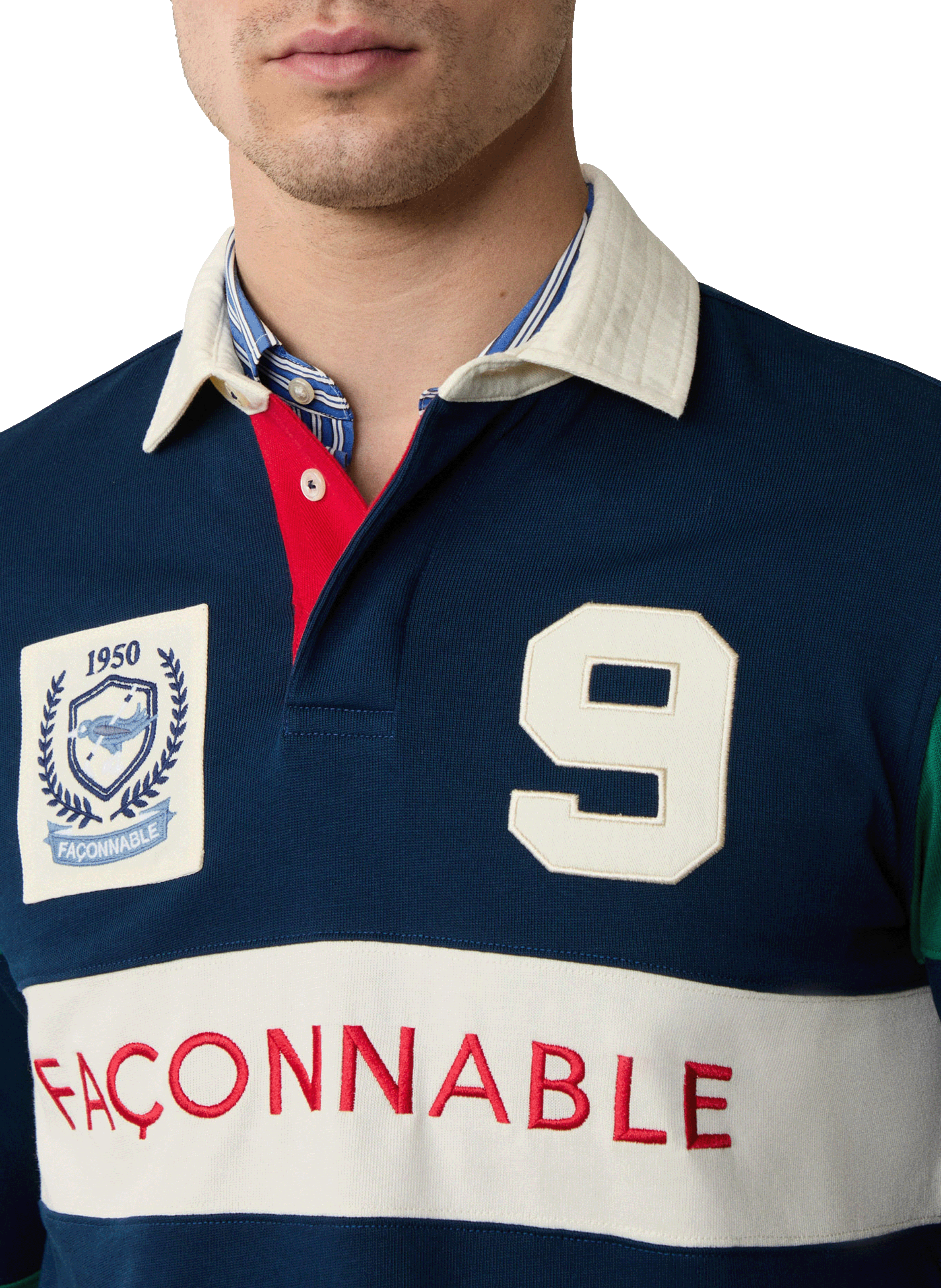 Polo manches longues en coton FACONNABLE Bleu