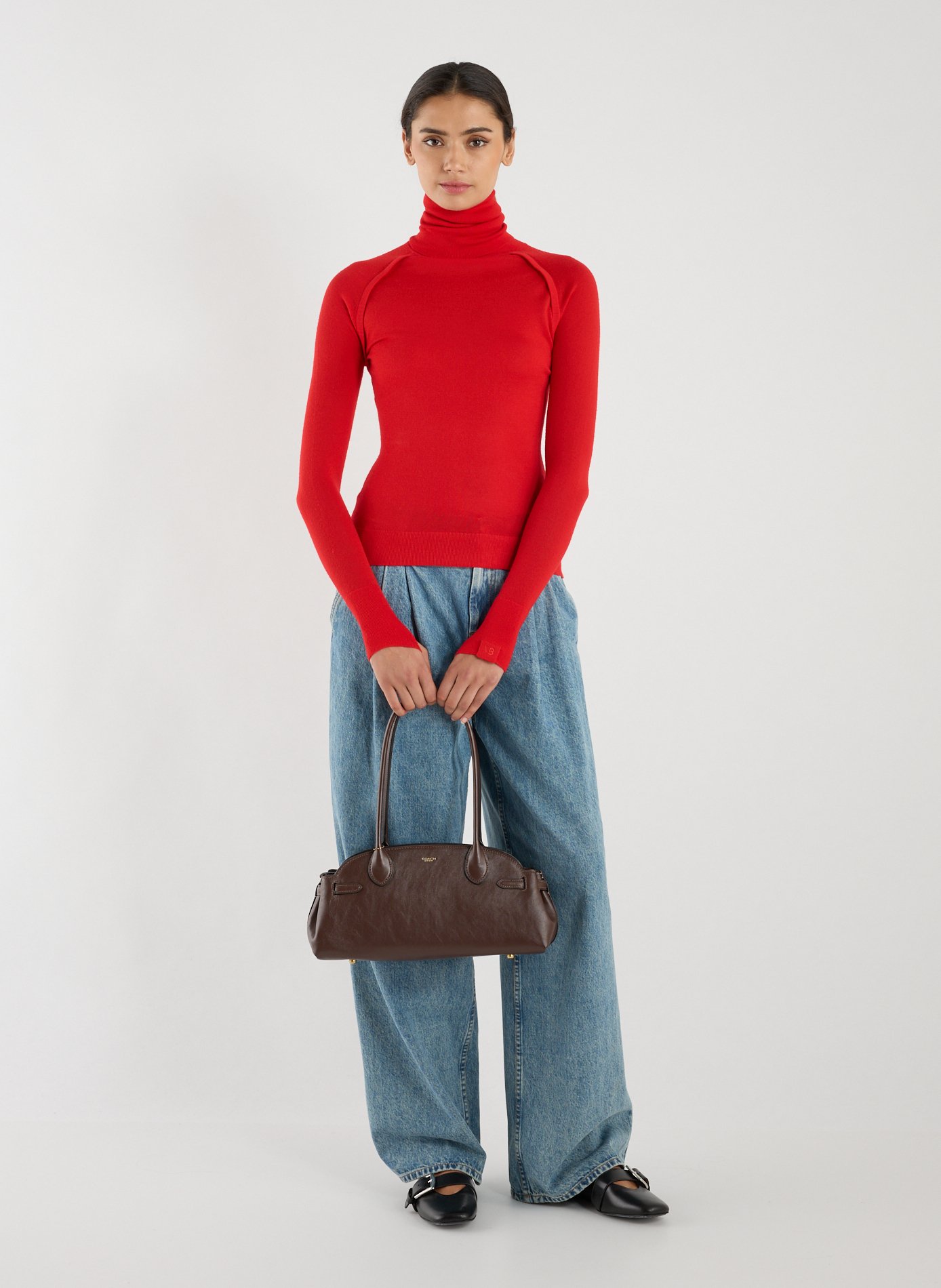 Pull col roulé en laine VICTORIA BECKHAM Rouge