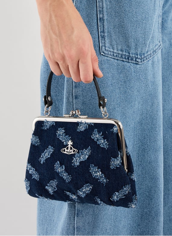 Shoulder bag in distressed denim cotton | Blue by VIVIENNE WESTWOOD Shoulder bag in distressed denim cotton Blue