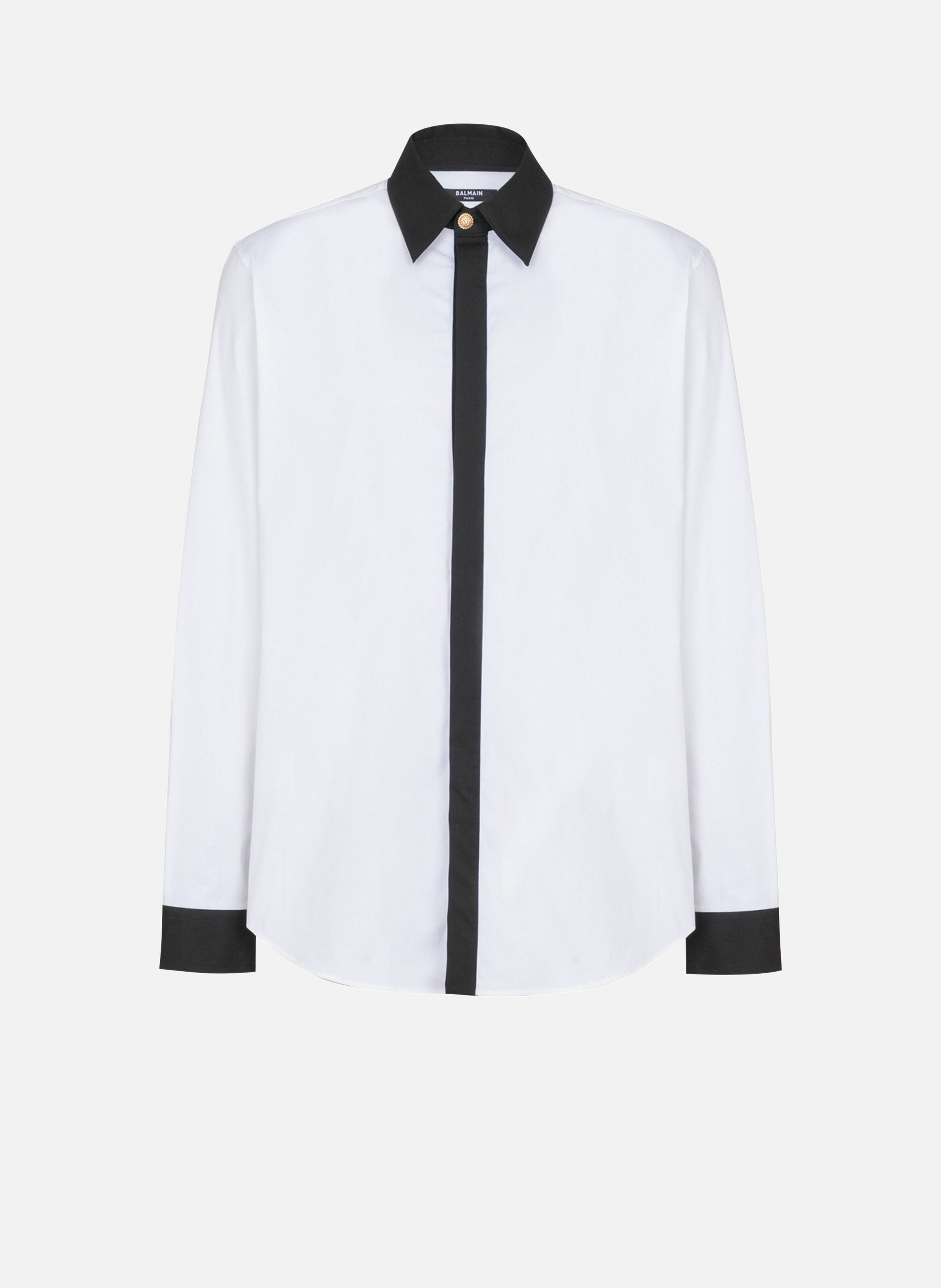 Chemise bicolore en popeline BALMAIN Blanc