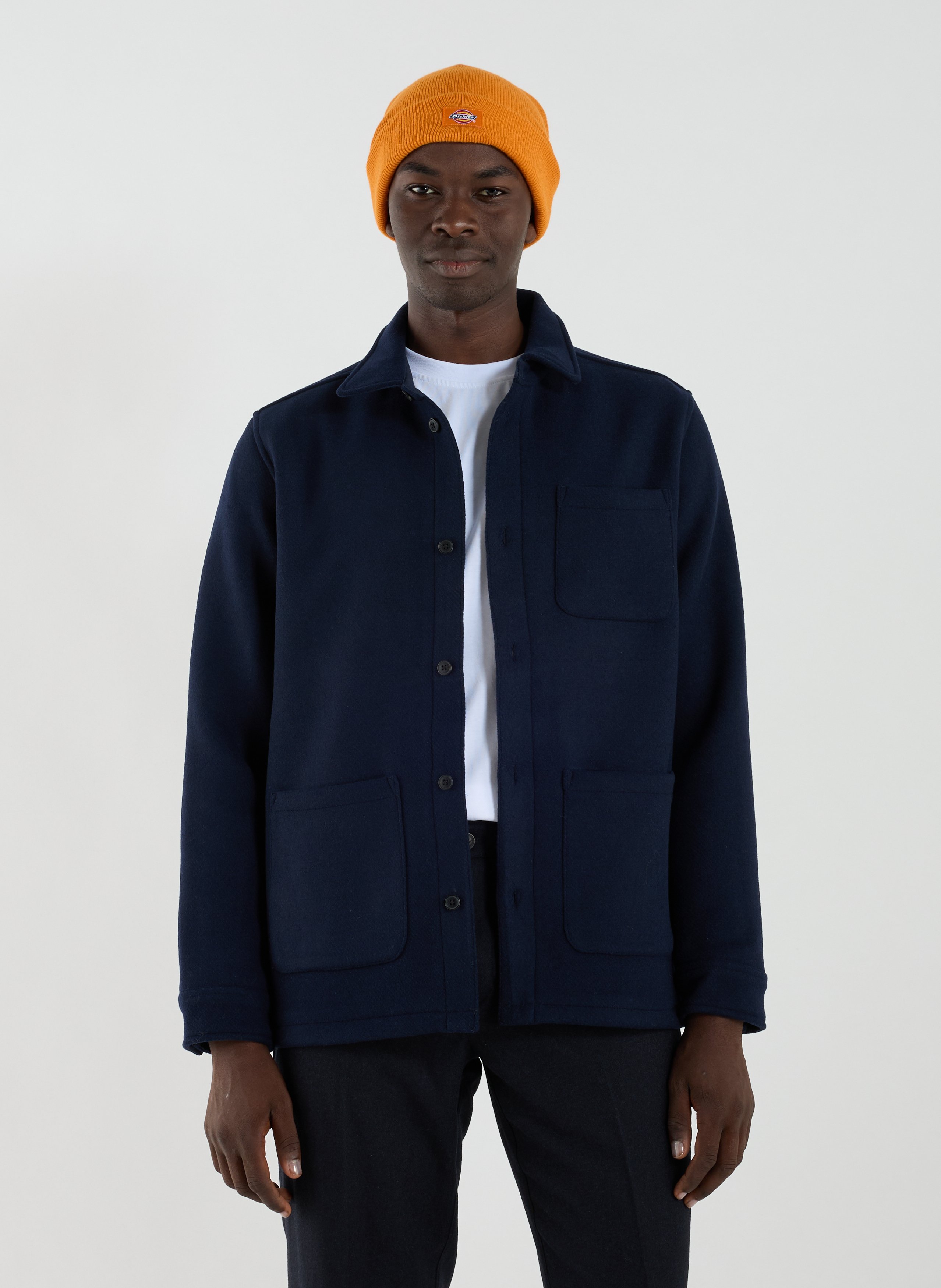 LES DEUX Jacket with classic collar in wool blend Blue