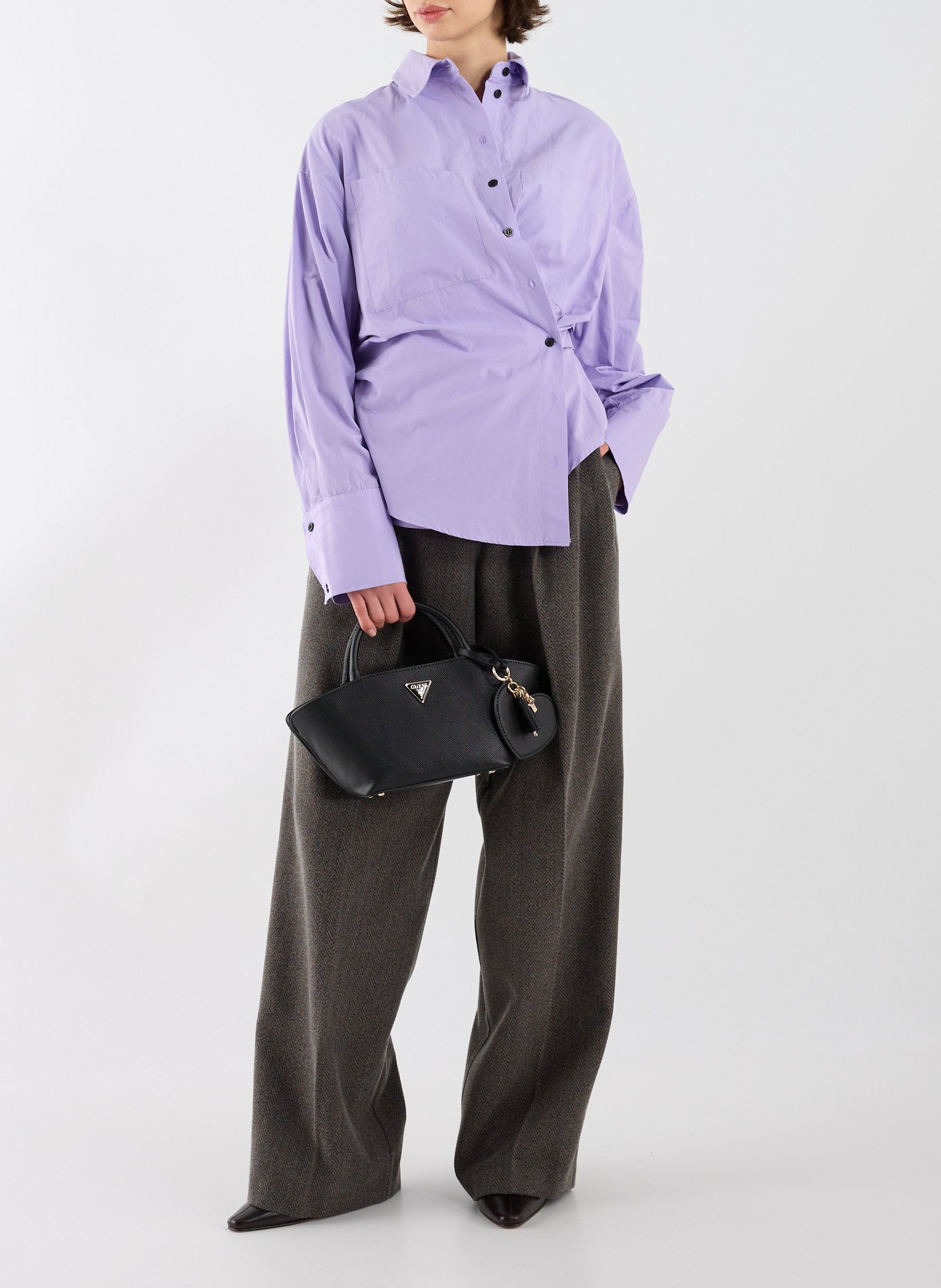 Asymmetrical cotton shirt TOPSHOP Purple