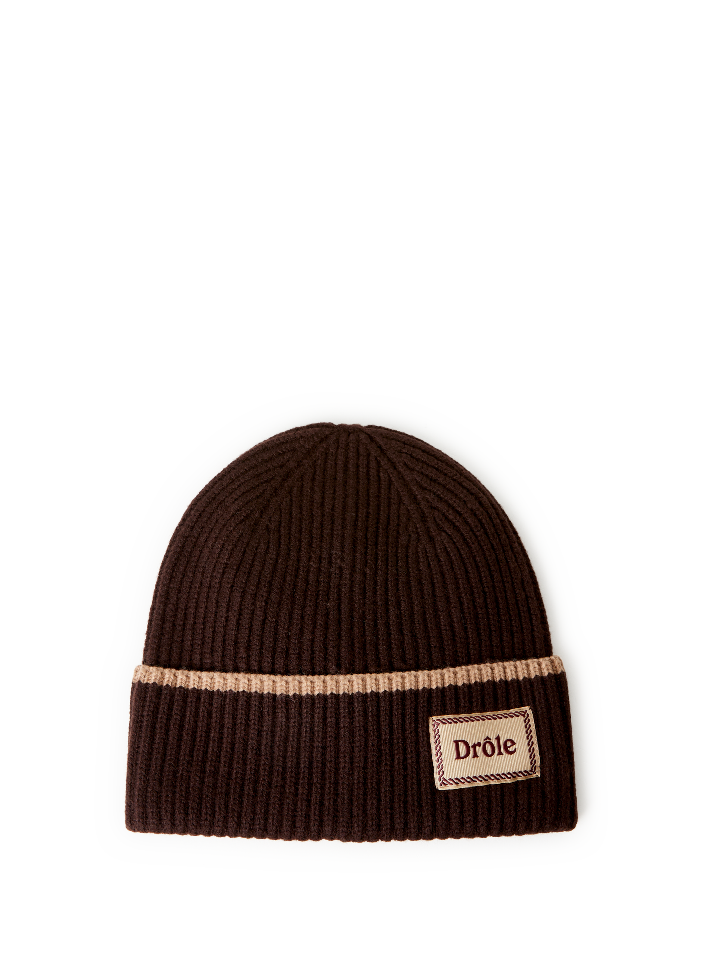 DROLE DE MONSIEUR Ribbed Merino Wool Beanie Brown