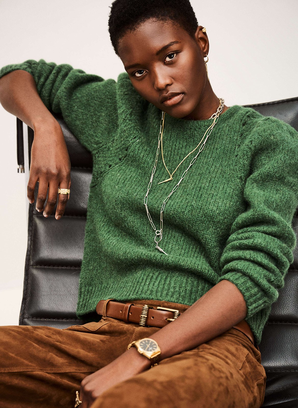 Pull court droit en laine mélangée belma BA&SH Vert