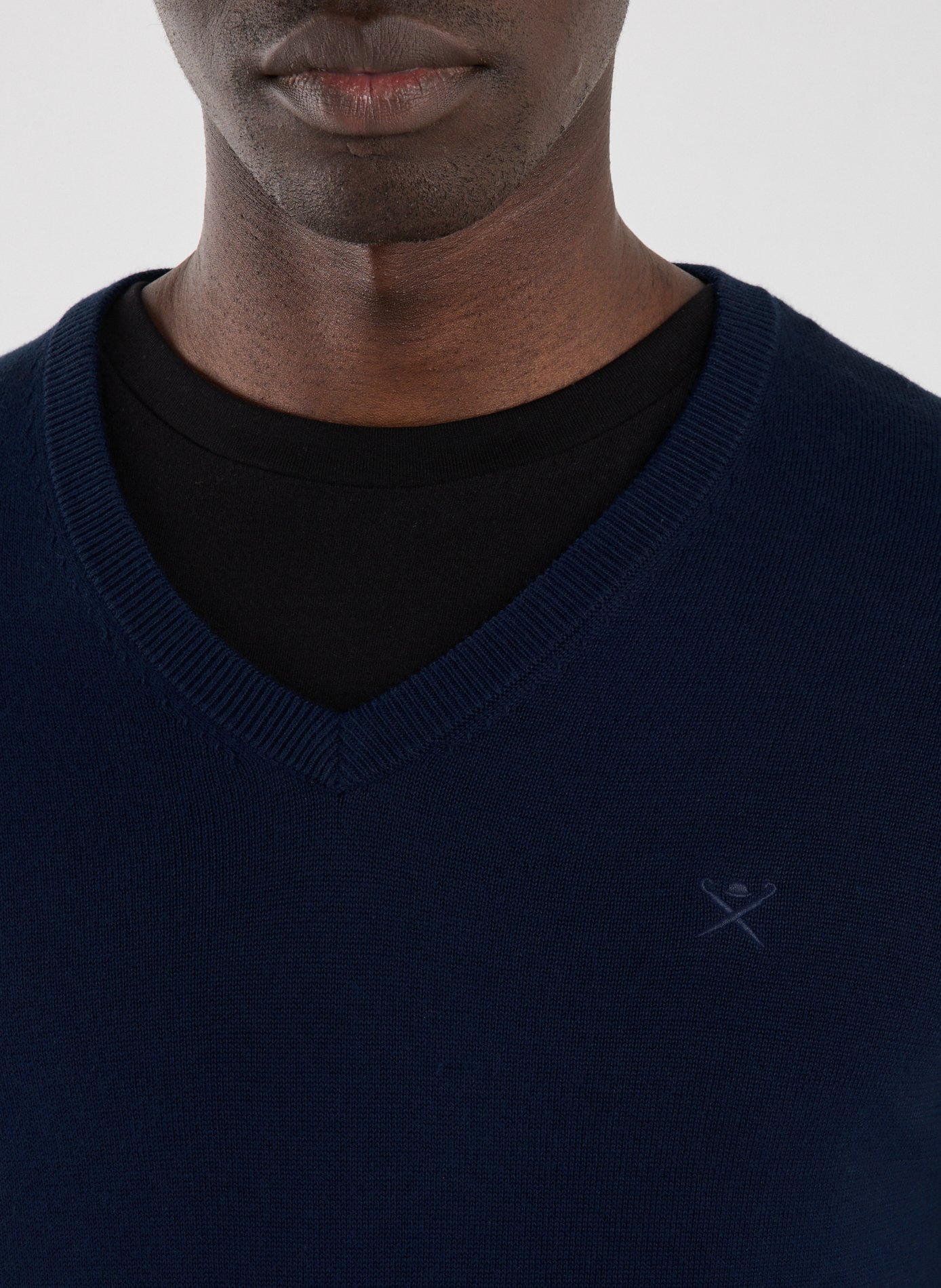Cotton V-neck jumper HACKETT Blue