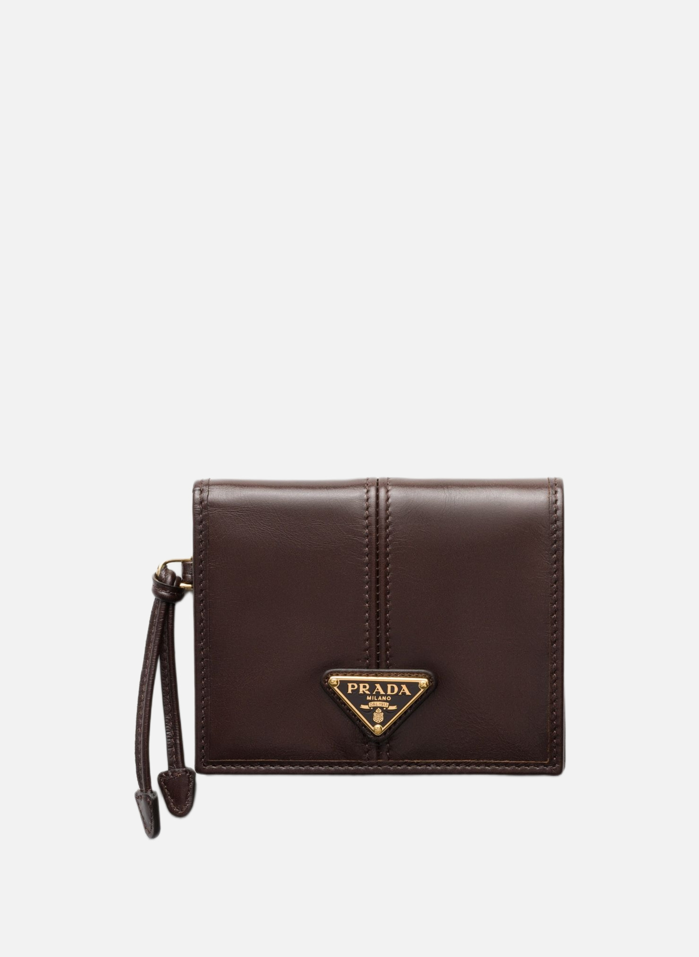 Petit portefeuille en cuir PRADA Marron