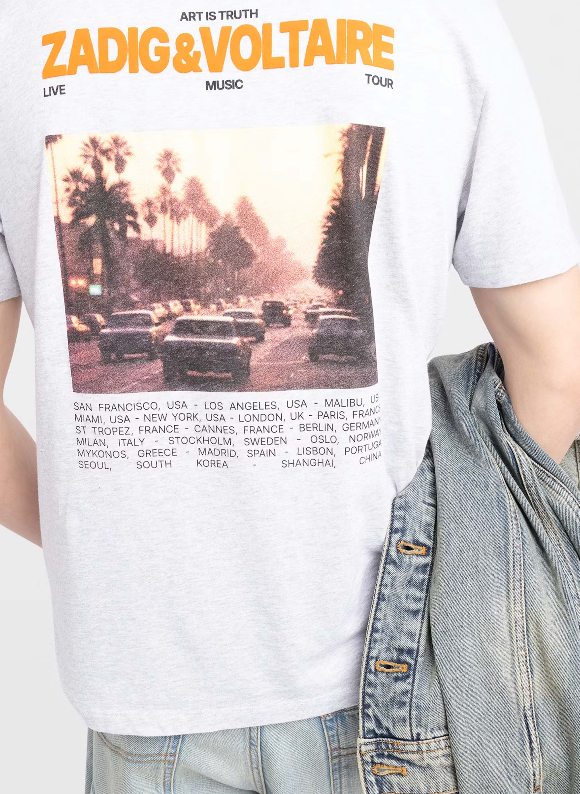 Tee-shirt imprimé col rond tommy ZADIG&VOLTAIRE Gris