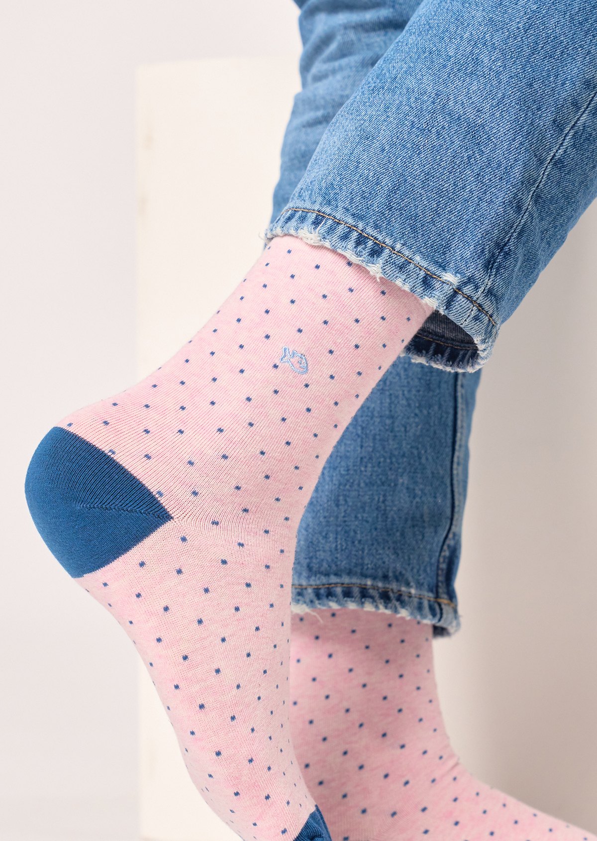 Chaussettes en coton peigné à pois BILLYBELT Rose