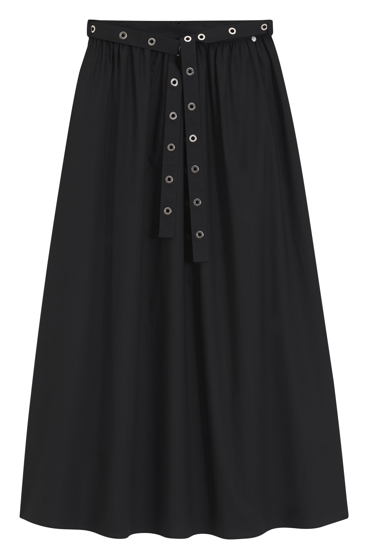 Jupe longue évasée en coton BOSS Noir