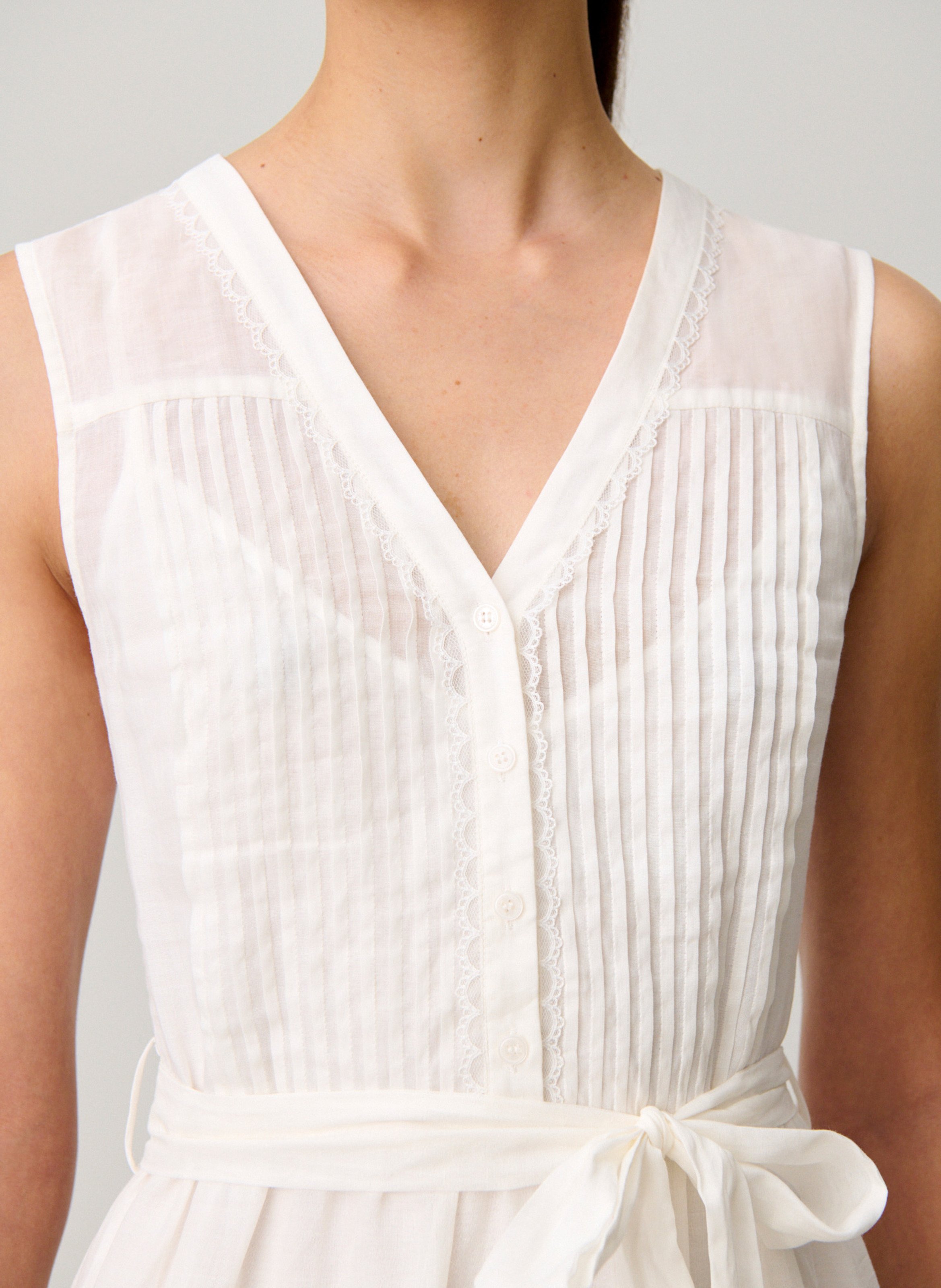 Robe longue col v en coton CLAUDIE PIERLOT Beige