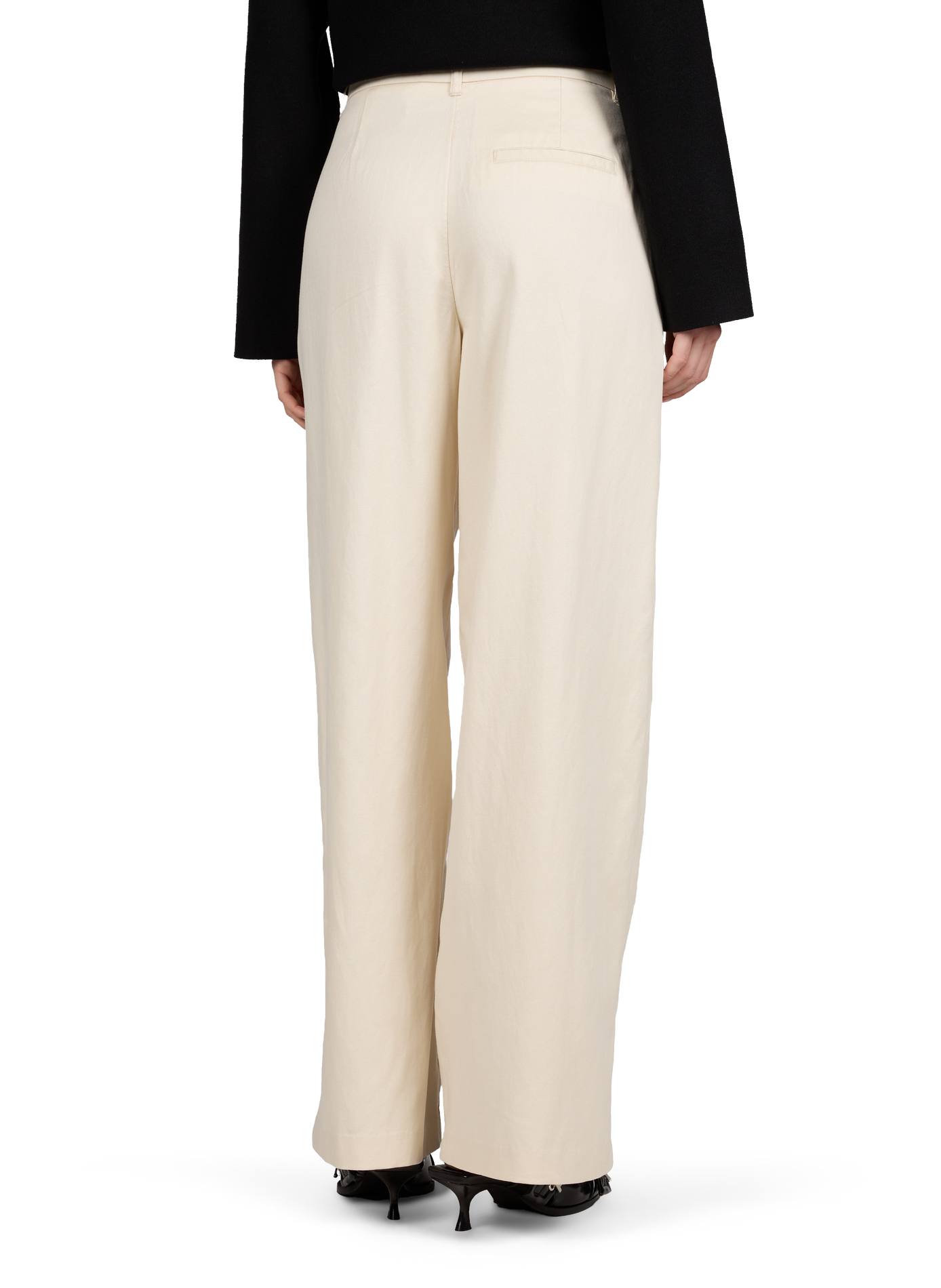 Pantalon large en coton et lin mélangé OBJECT Beige