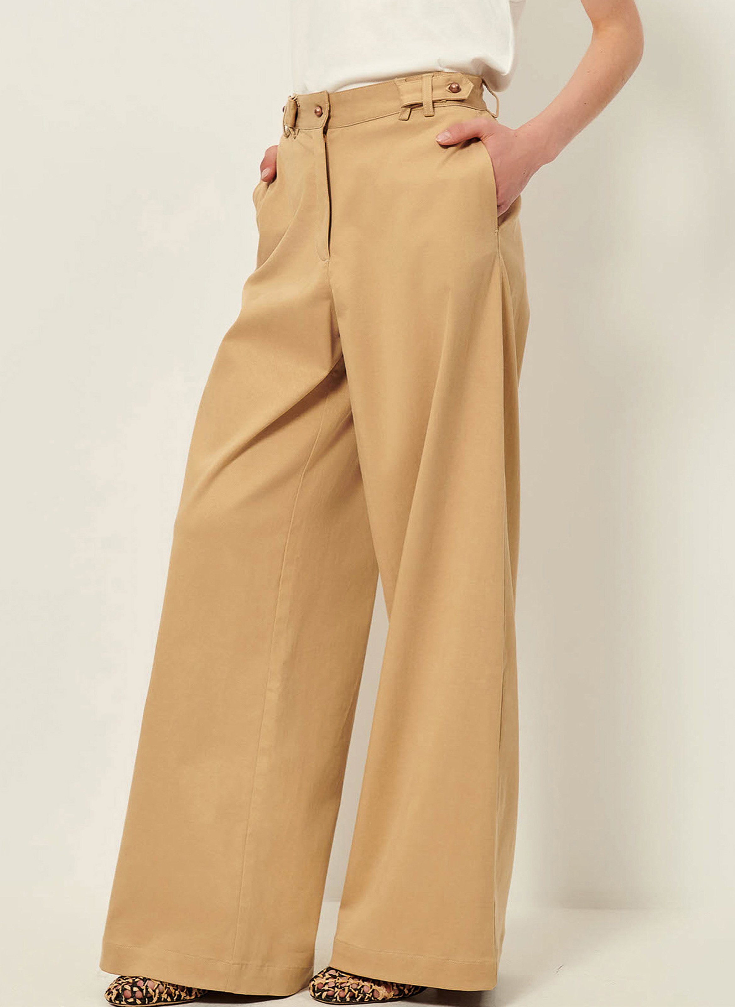 Pantalon large taille haute uni wesley SESSUN Beige