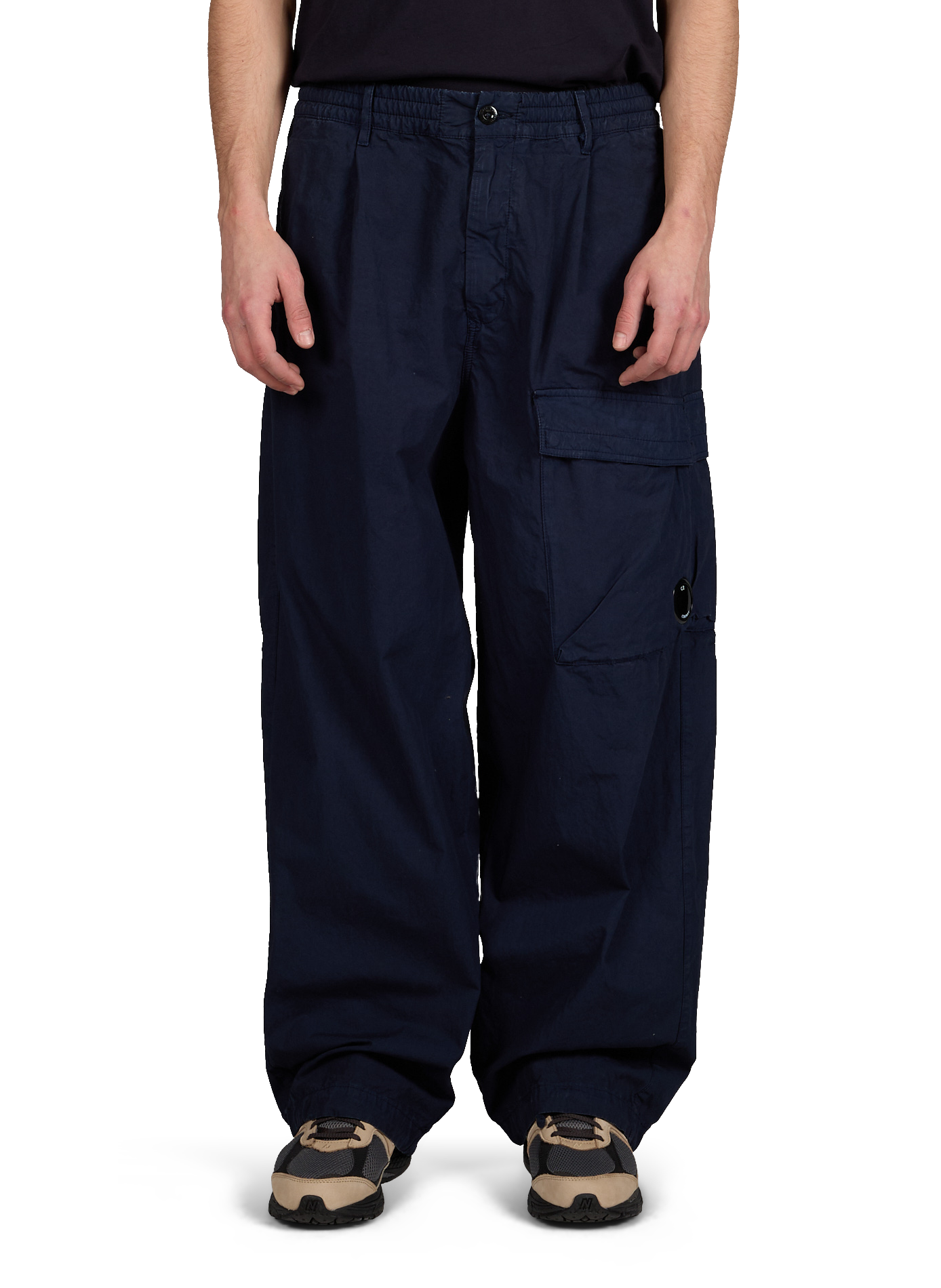 Elasticated wide-leg cotton trousers CP COMPANY Blue