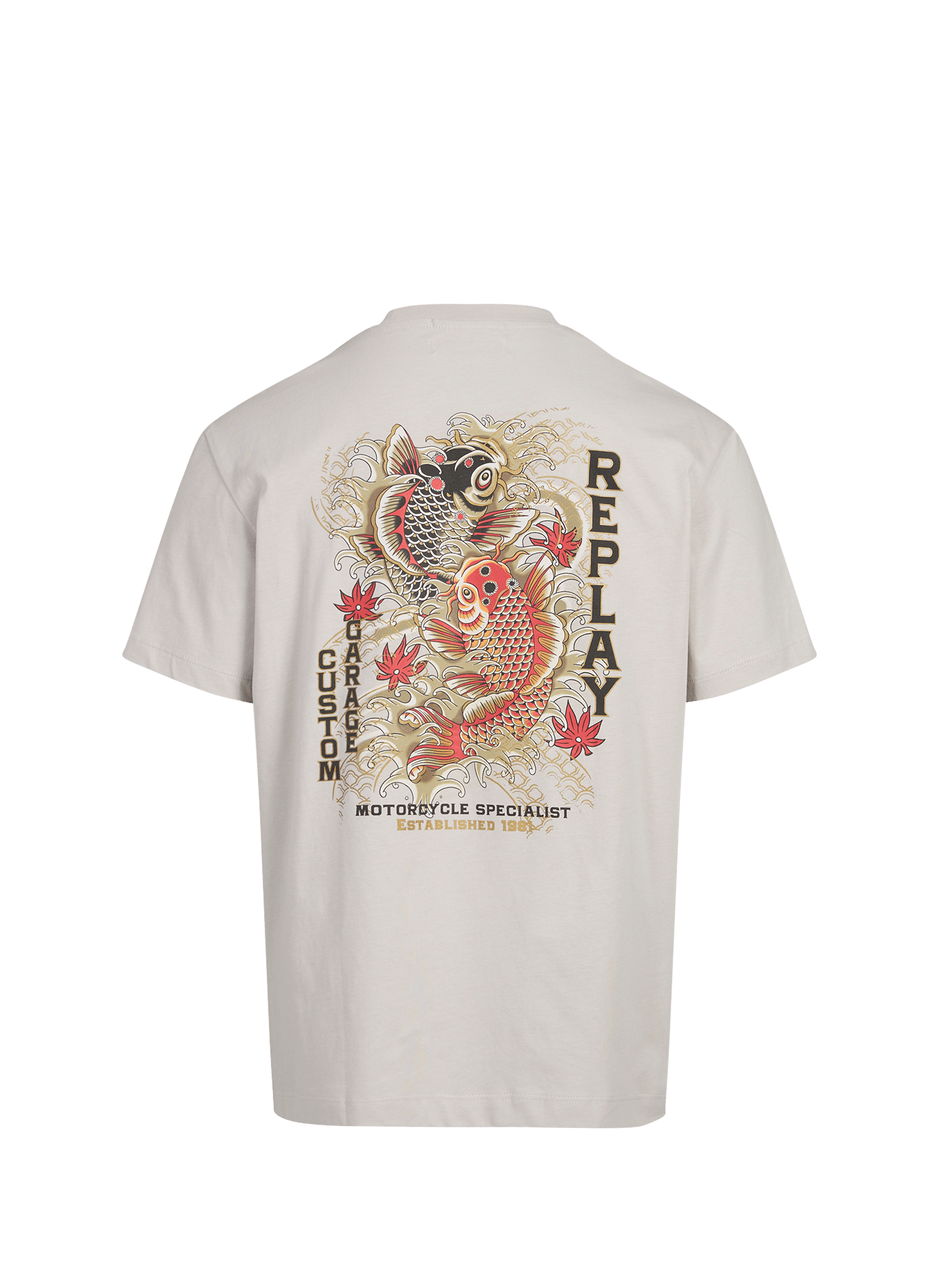 T-shirt droit imprimé en coton REPLAY Gris