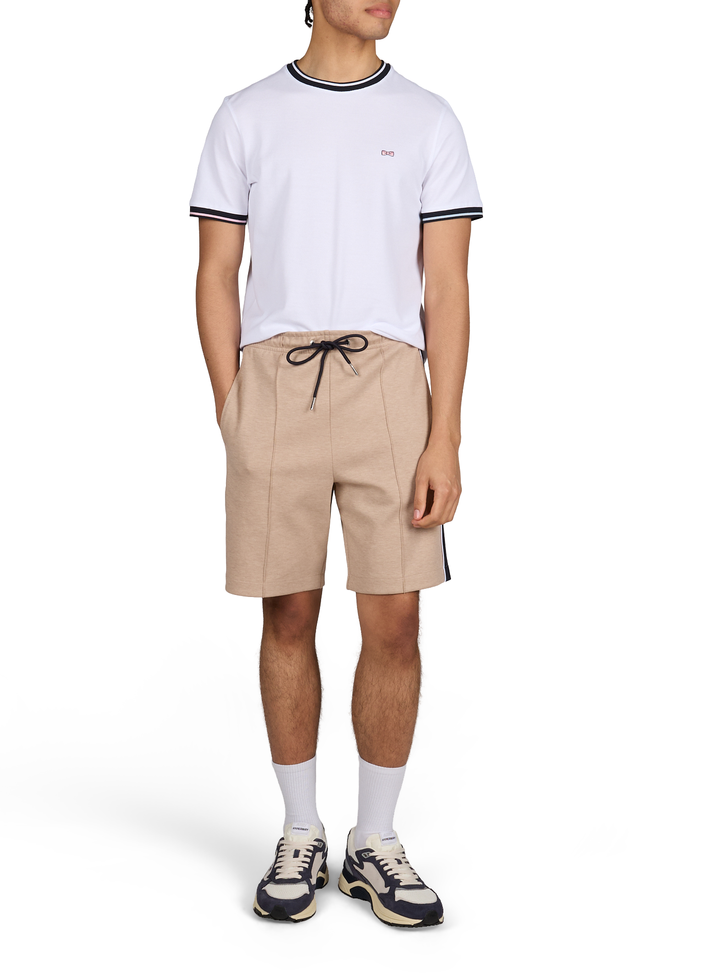 T-shirt brodé à col rond en coton EDEN PARK Blanc