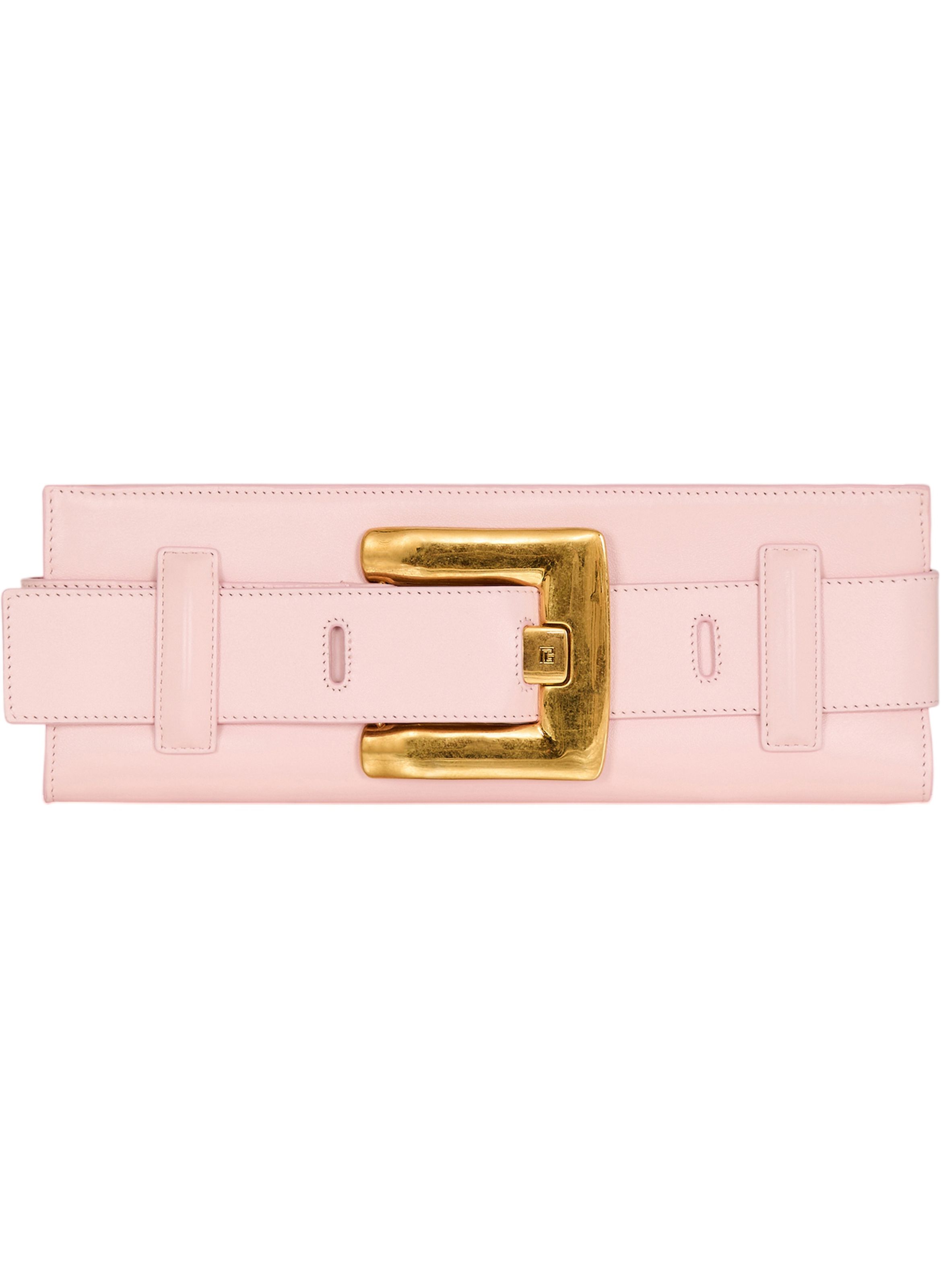 Pochette anthem en cuir lisse BALMAIN Rose