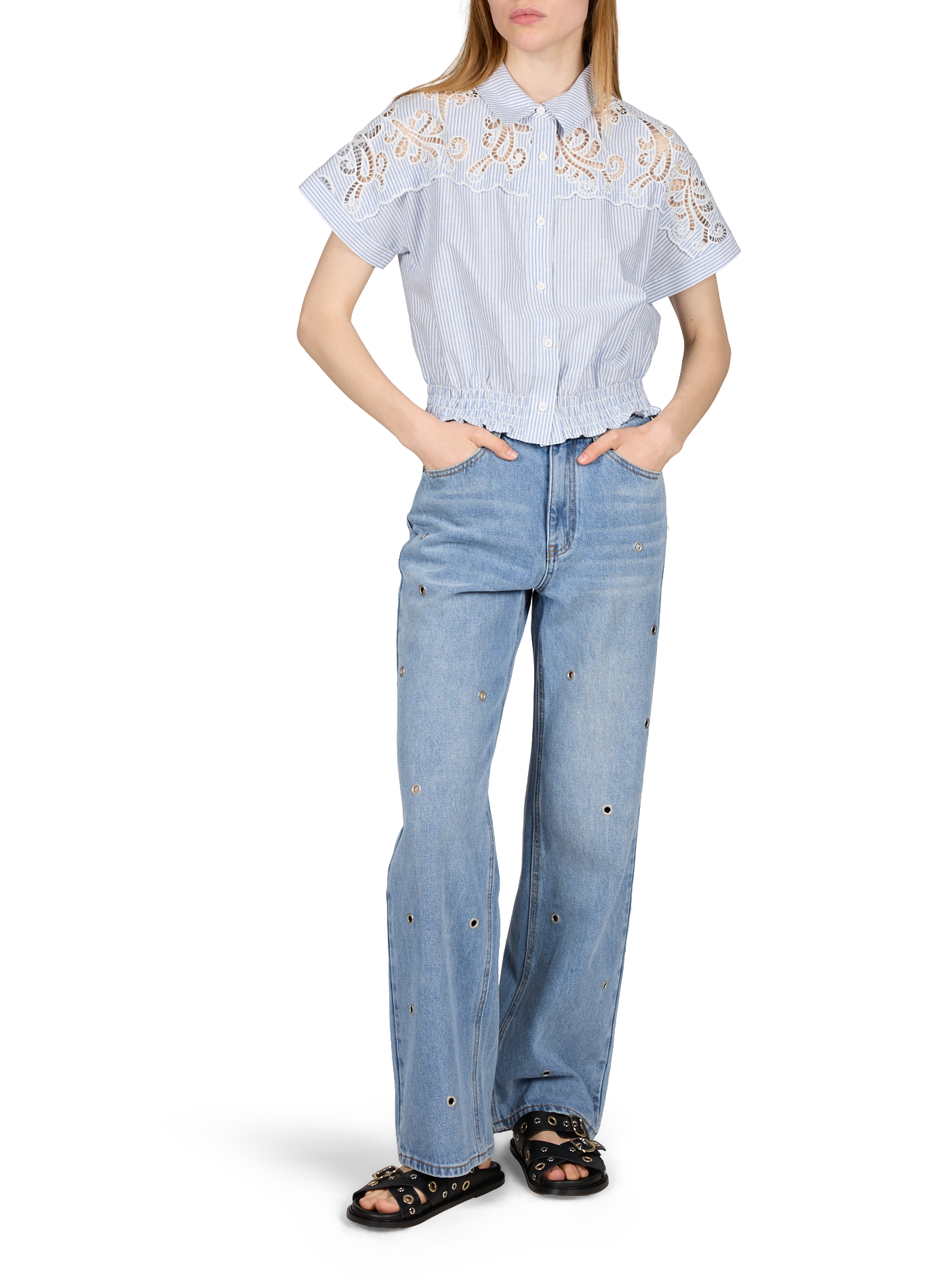 Short Lolita cotton blouse SUNCOO Blue