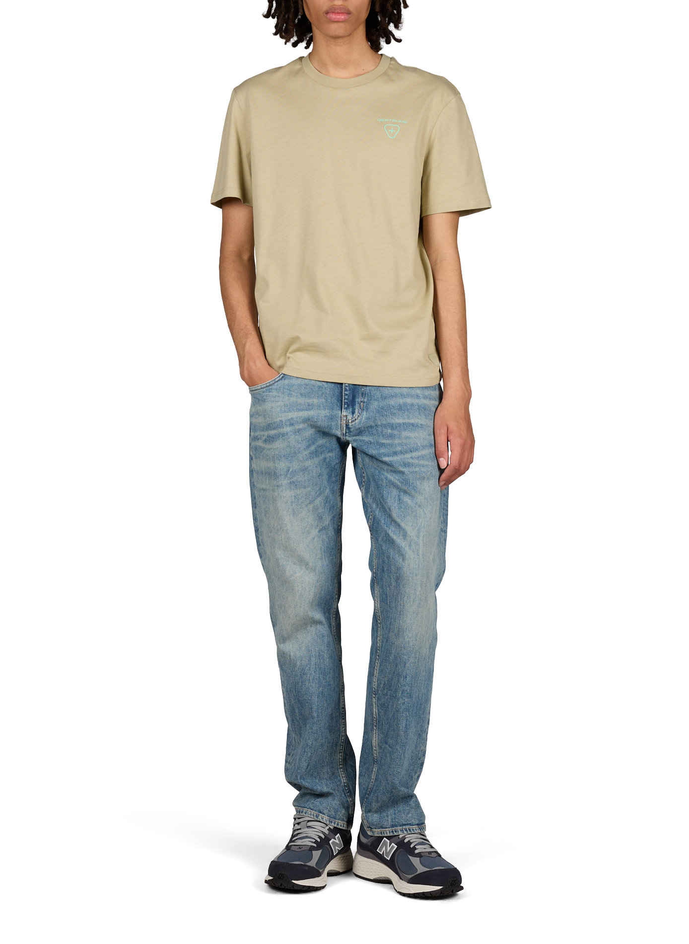 Biker-style cotton t-shirt GERTRUDE ET GASTON Beige