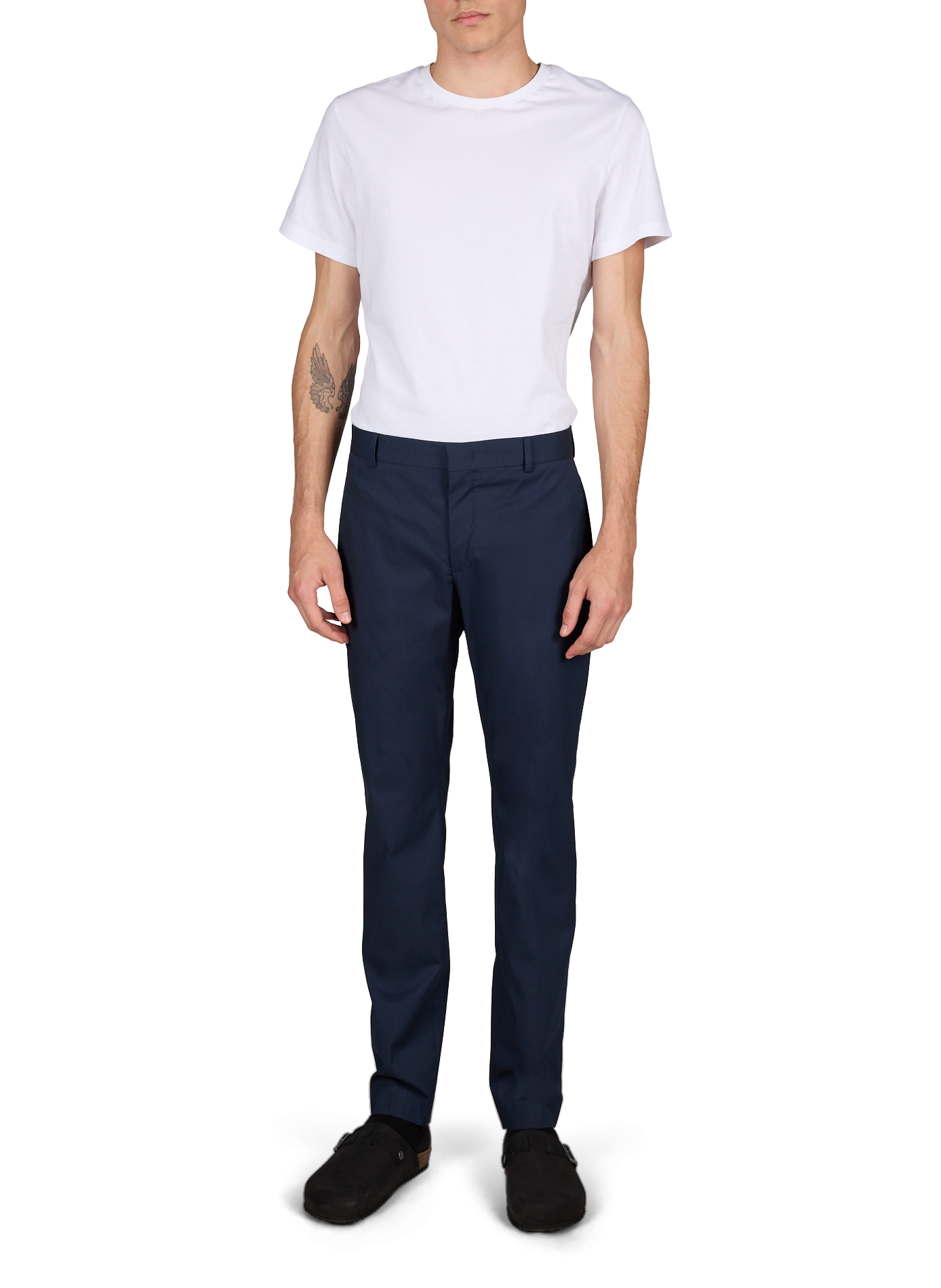 Solid color mixed cotton pants PT01 Blue