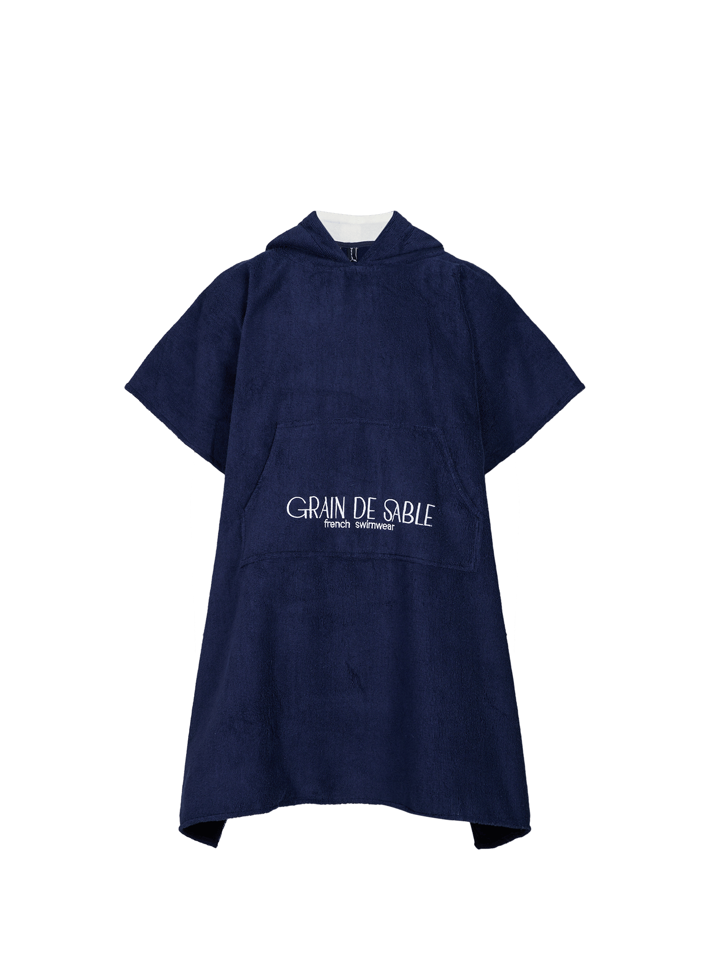 Hooded beach poncho in blended cotton GRAIN DE SABLE Blue