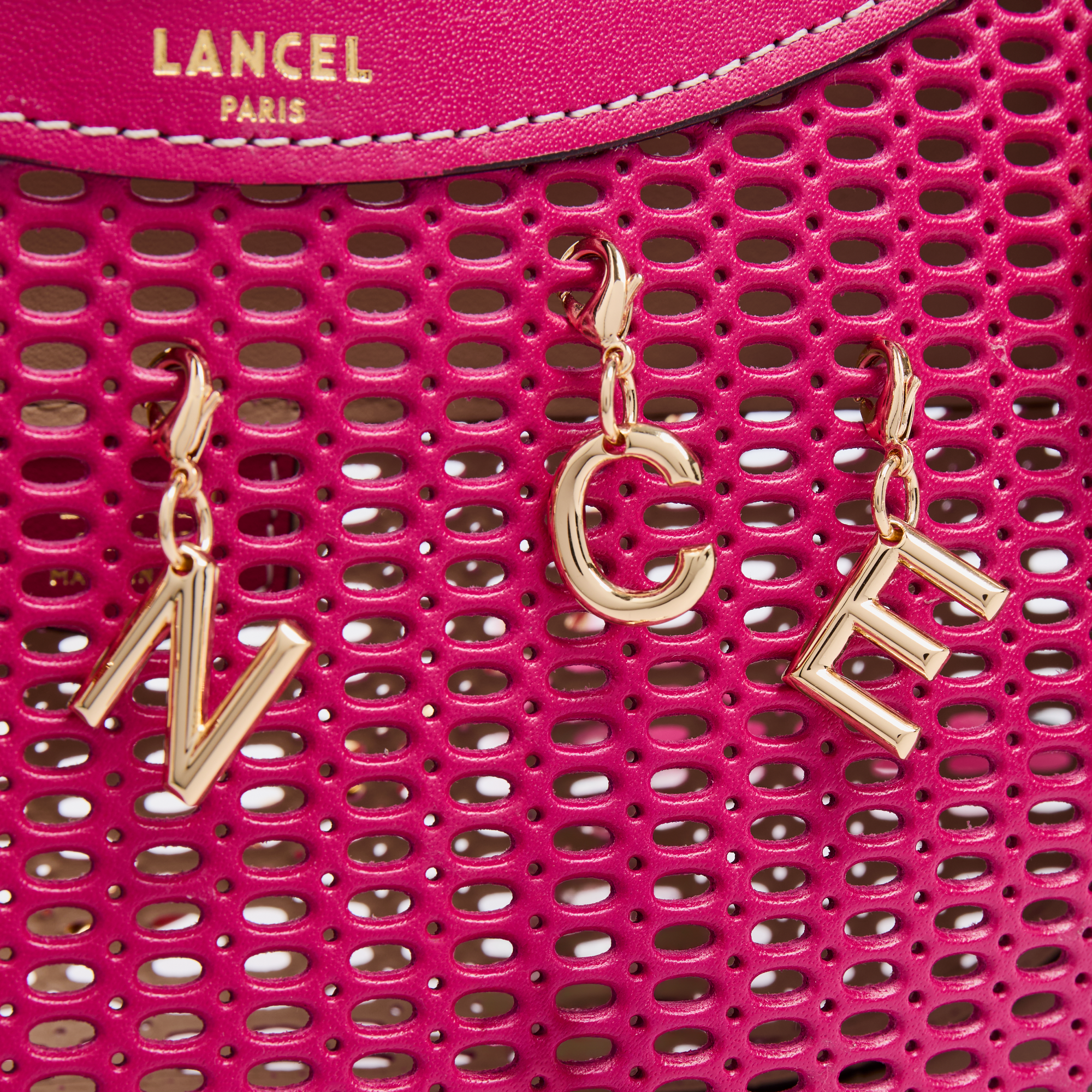 Zipped bag croisette medium by lancel in leather LANCEL Pink