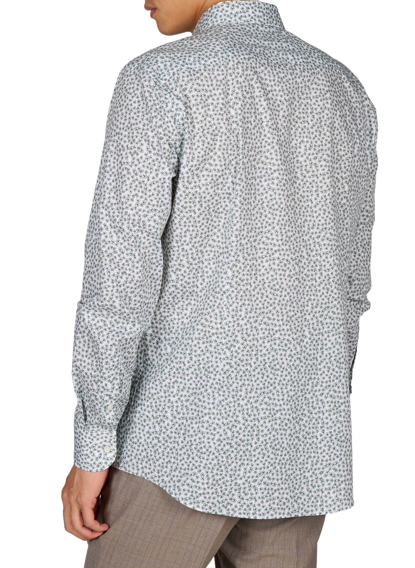 Chemise manches longues à fleurs en coton mélangé BOSS Vert