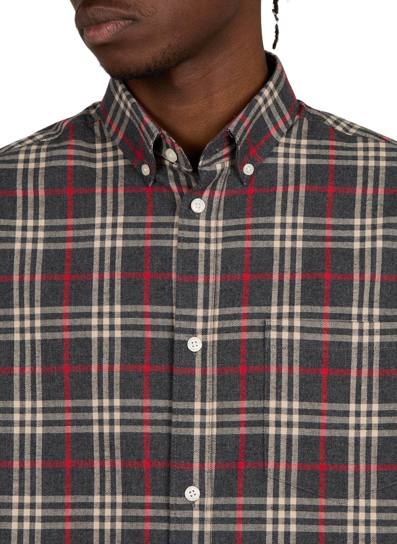 Iflane checkered cotton shirt with American collar | Grey AU PRINTEMPS PARIS Men