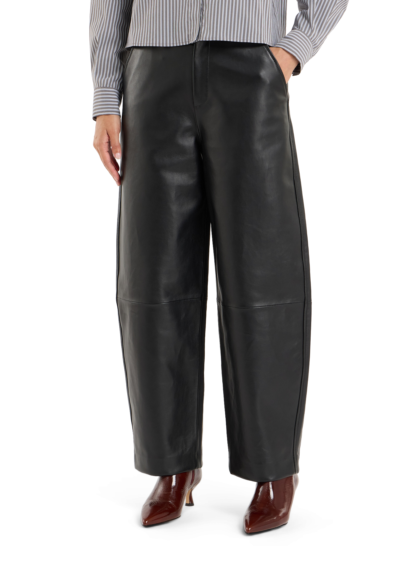 Wide leather pants SAISON 1865 Black
