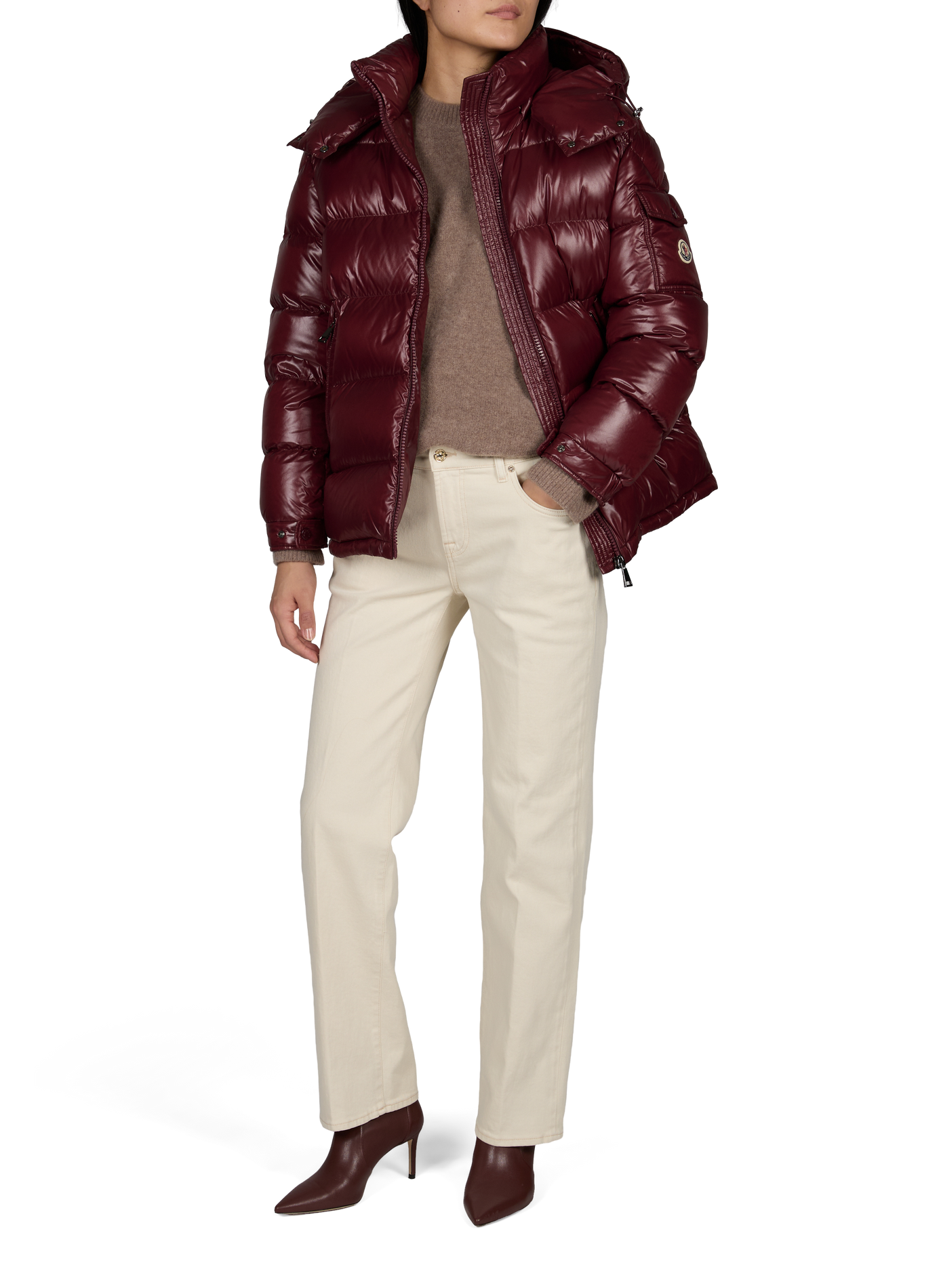 Gerade Daunenjacke mit Kapuze MONCLER Rot