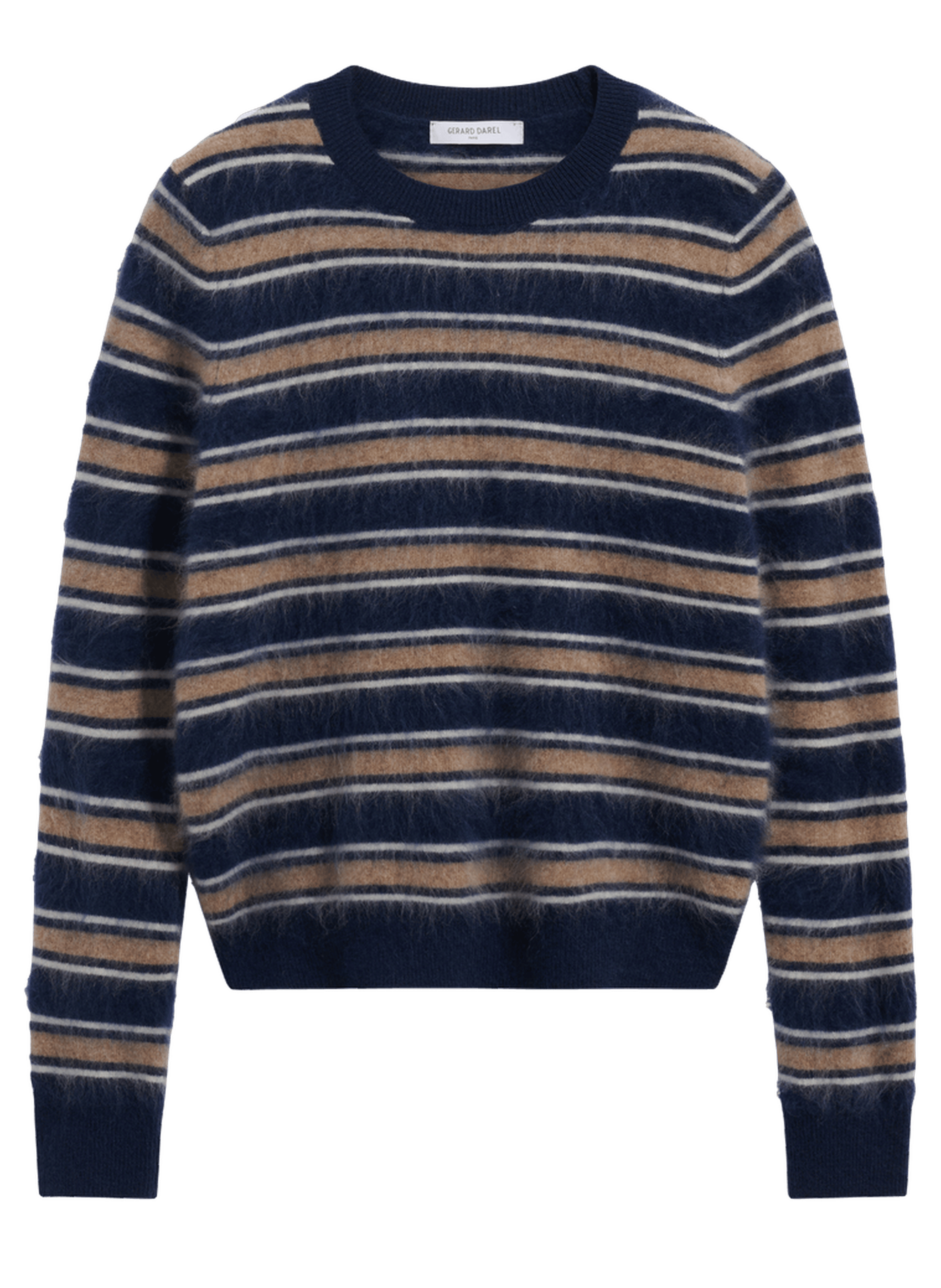 Pull à rayures en laine brossée - rima GERARD DAREL Marron