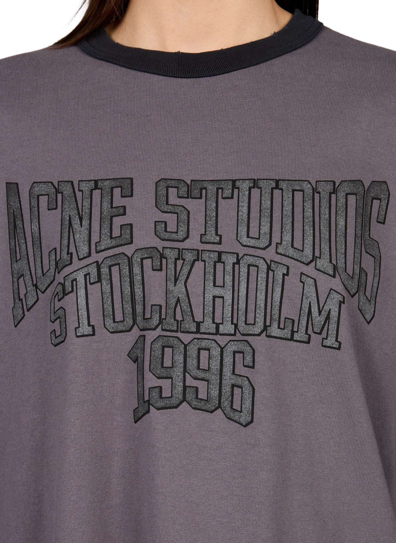 Grafisches T-Shirt mit Baumwollüberlagerungen. ACNE STUDIOS Weiss