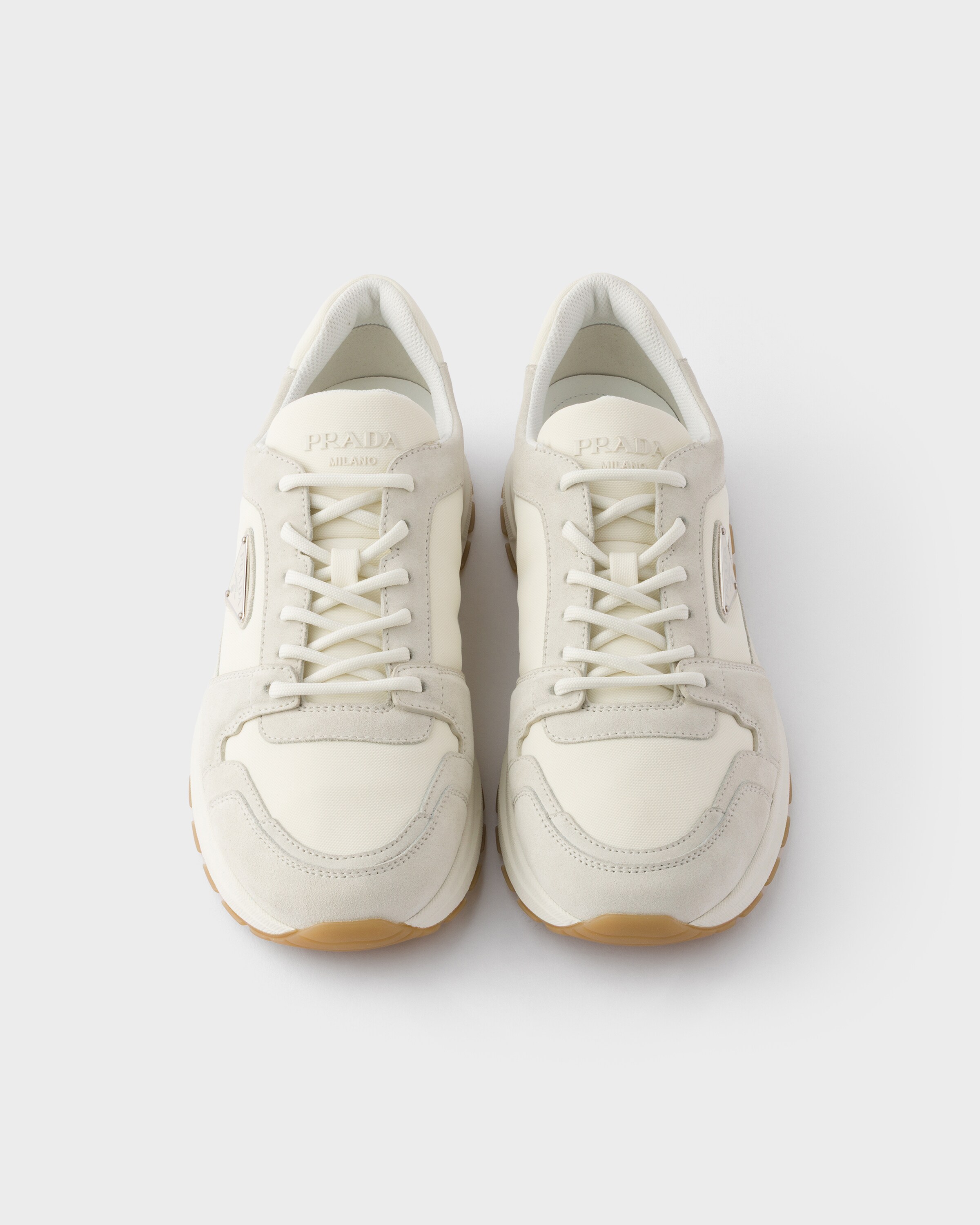 Sneakers prax en daim et re-nylon PRADA Beige