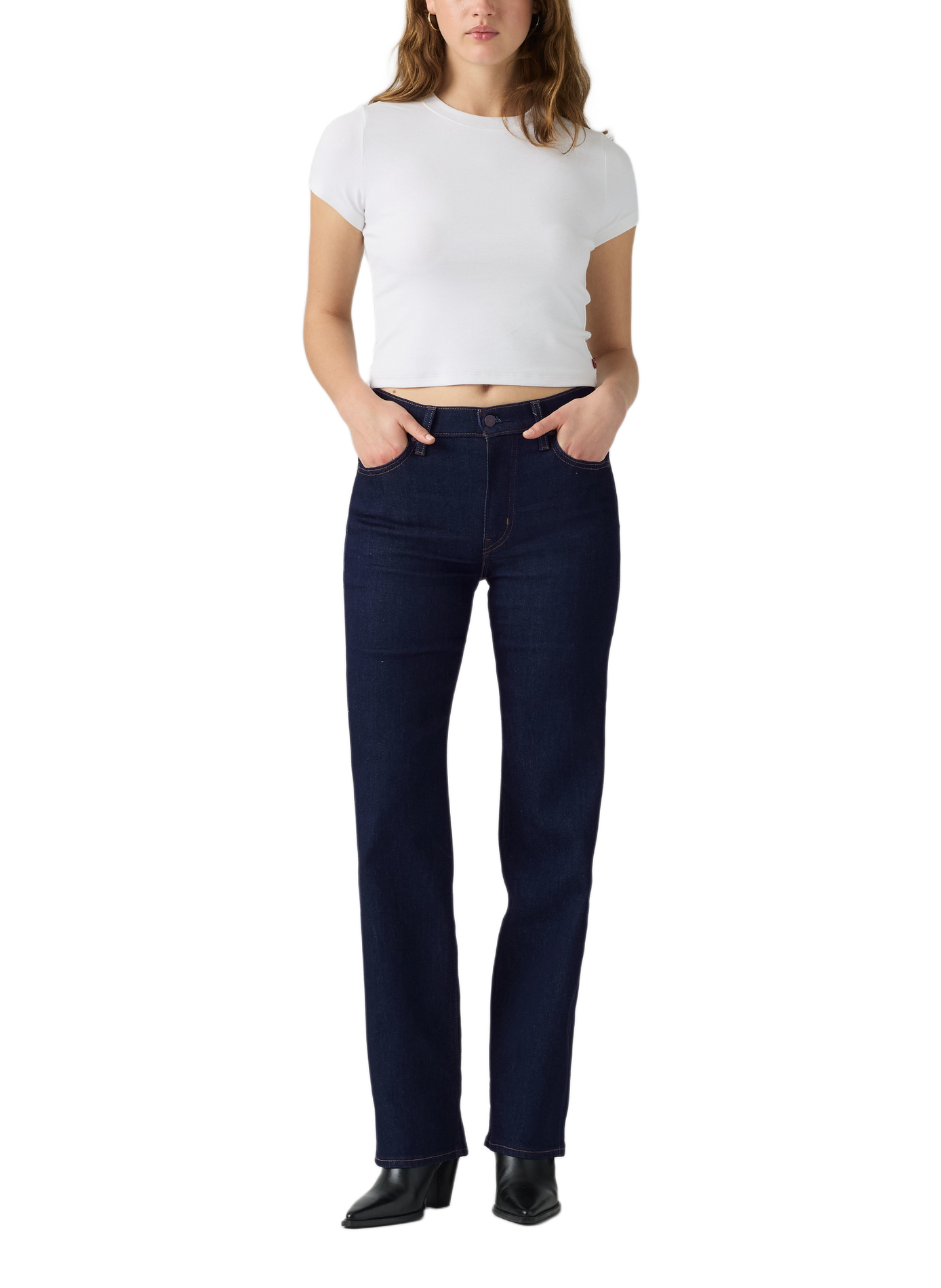 Slim jeans 722 met hoge taille van gemengd katoen LEVI'S Blauw