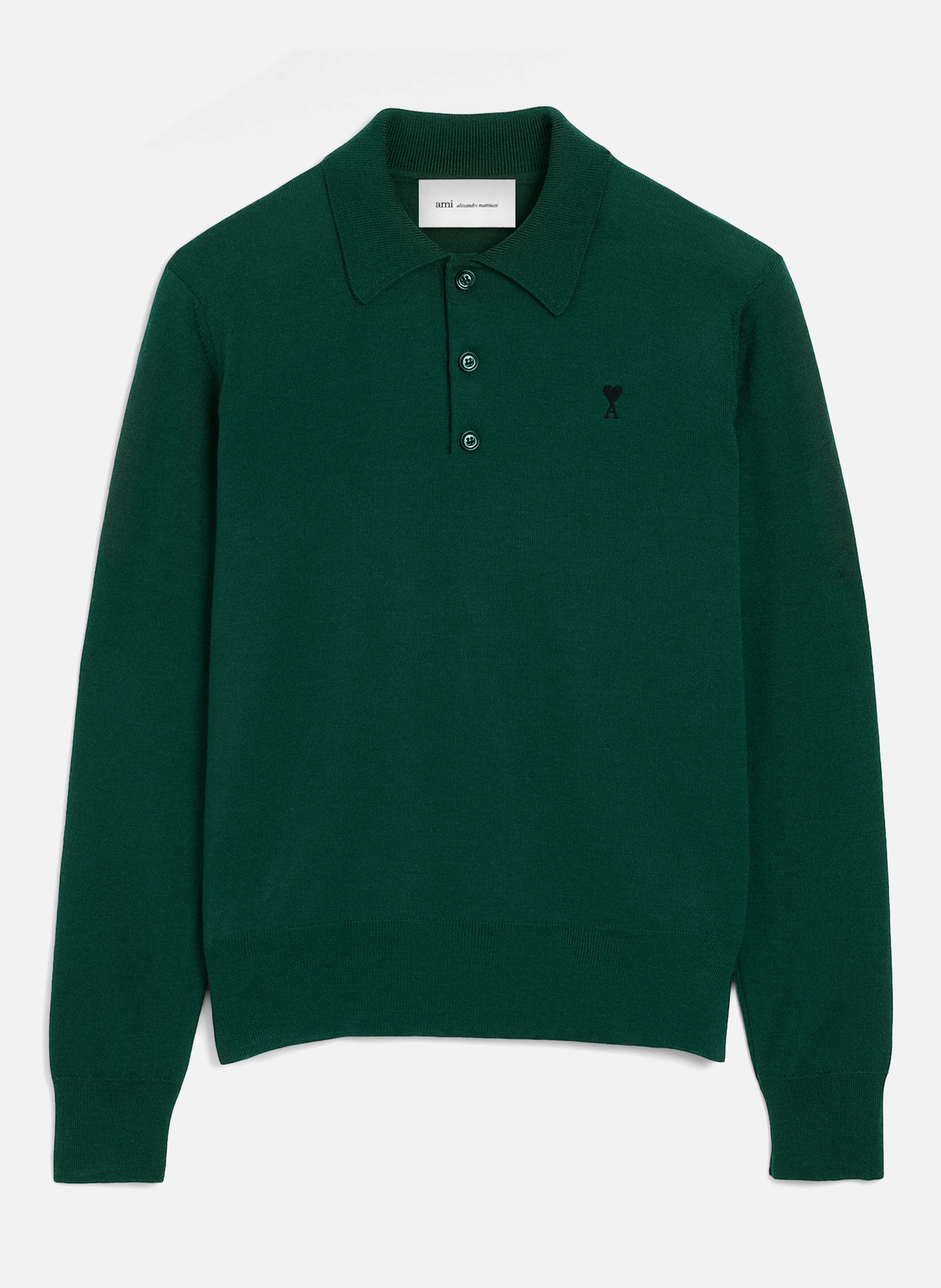 Polo ami de coeur en laine AMI PARIS Vert