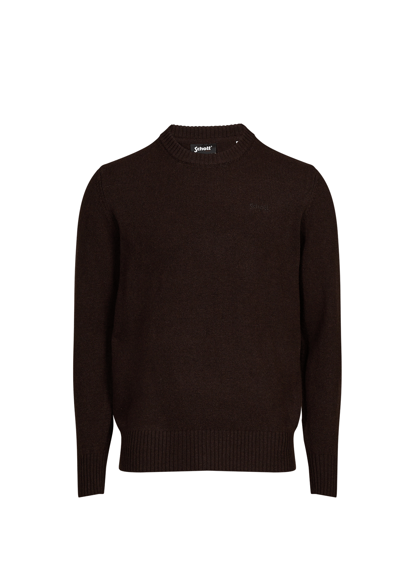 Rundhalsausschnitt-Pullover aus gemischter Wolle SCHOTT Braun