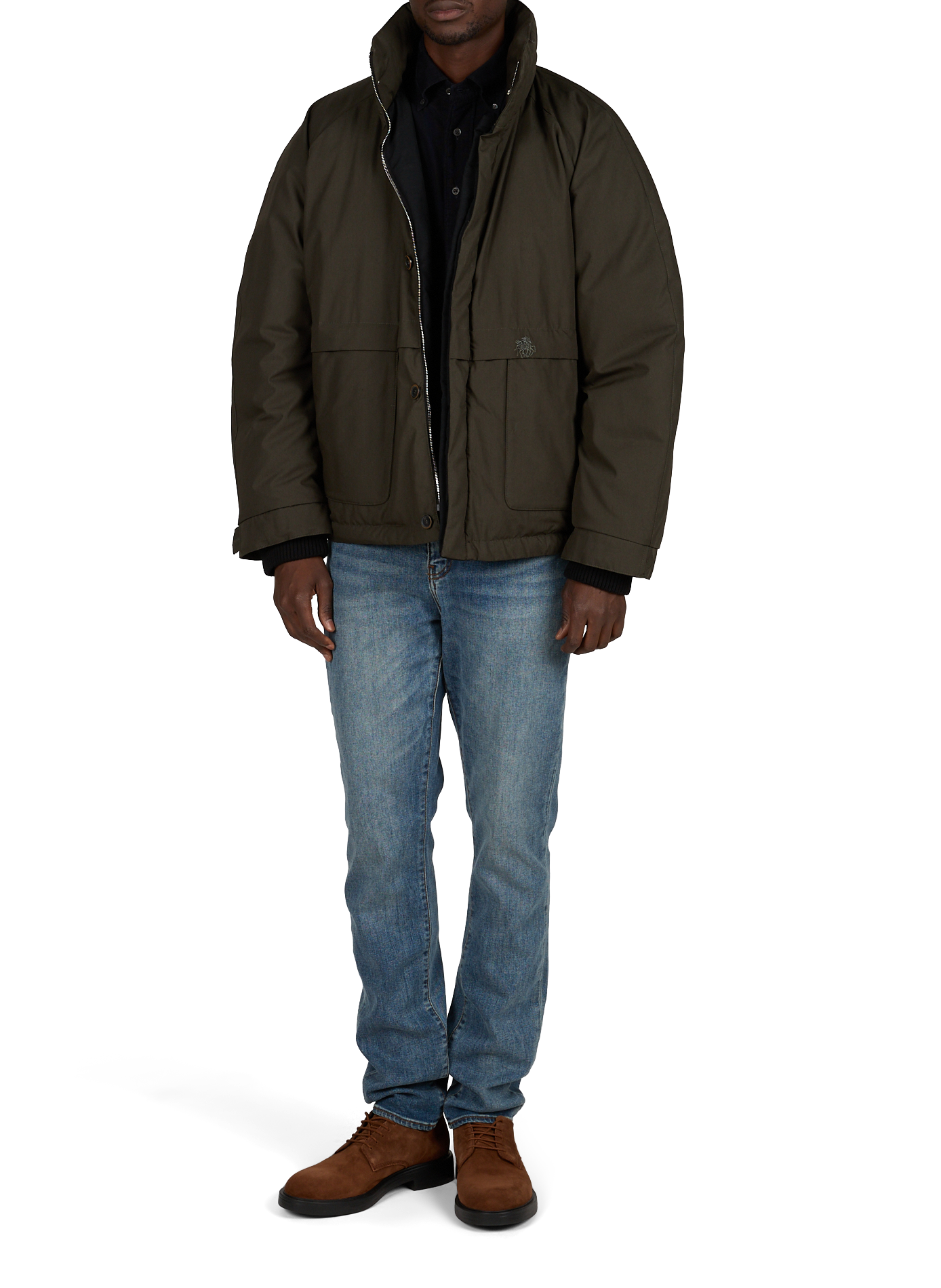 Kurze Steppjacke aus einfarbiger Baumwolle RANRA Grau