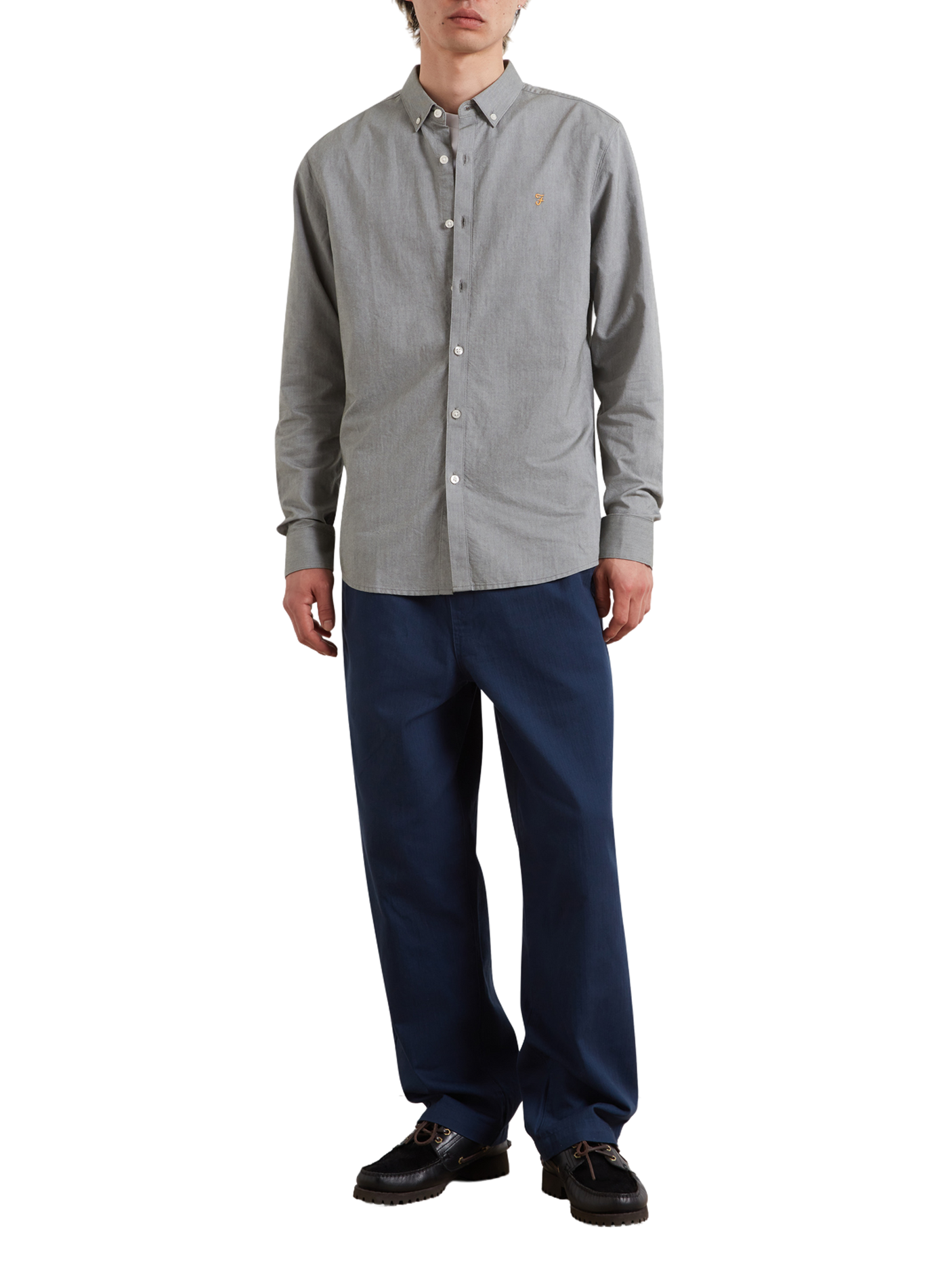Chemise droite à logo brodé en coton FARAH Green