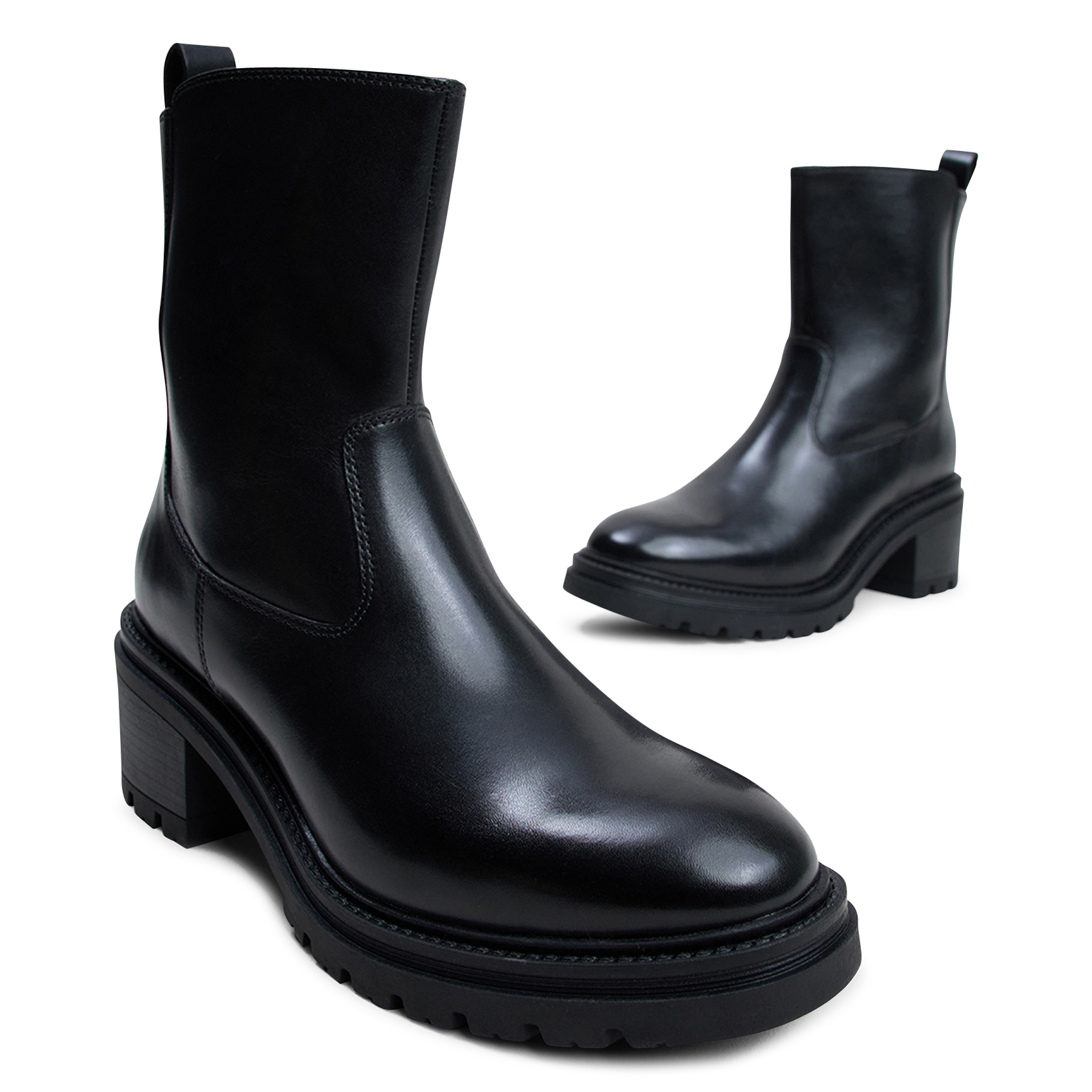 Bottines à semelles crantées en cuir astre JONAK Noir