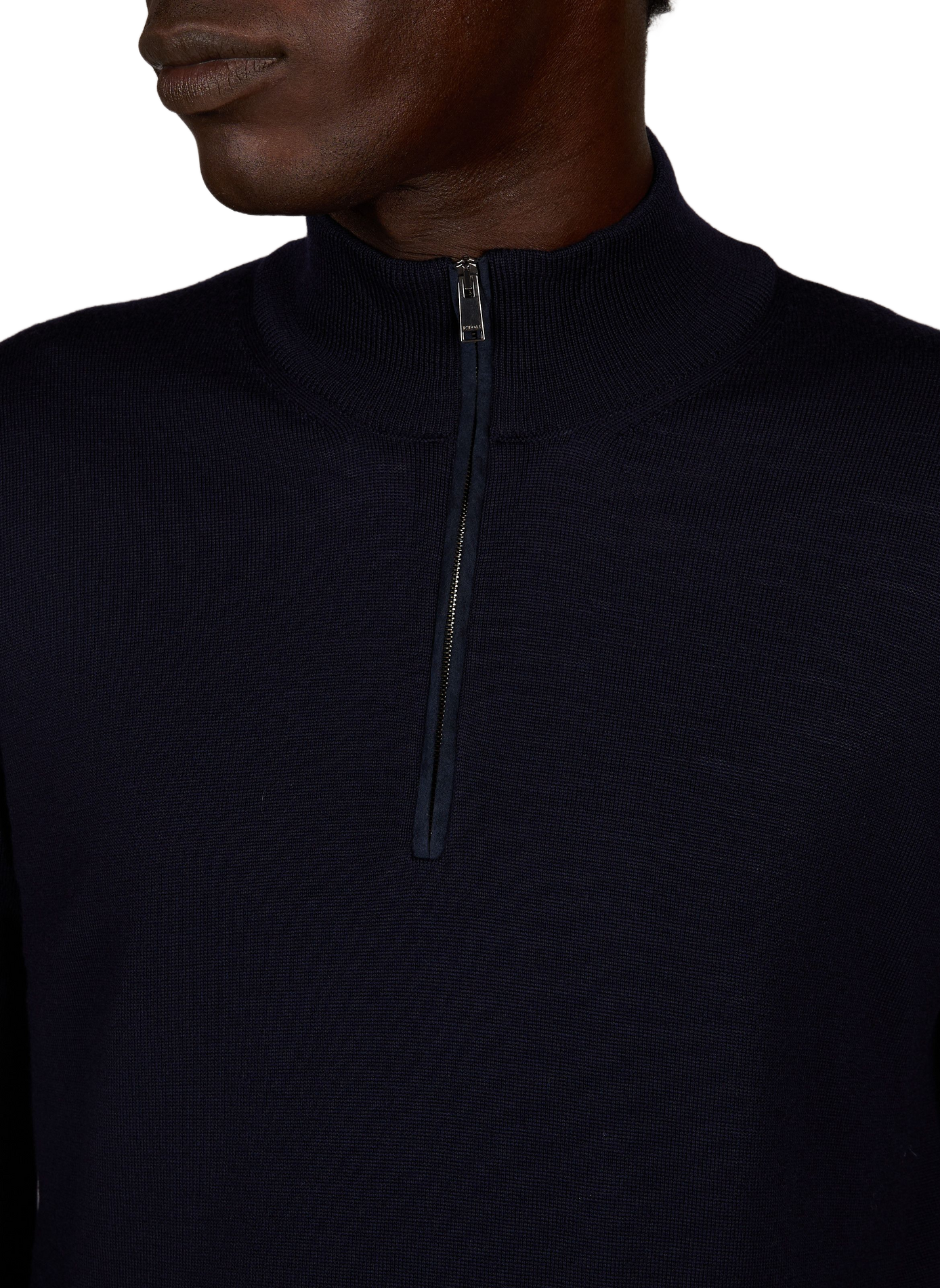 Straight-fit zip-up high-neck wool jumper ETON Blue