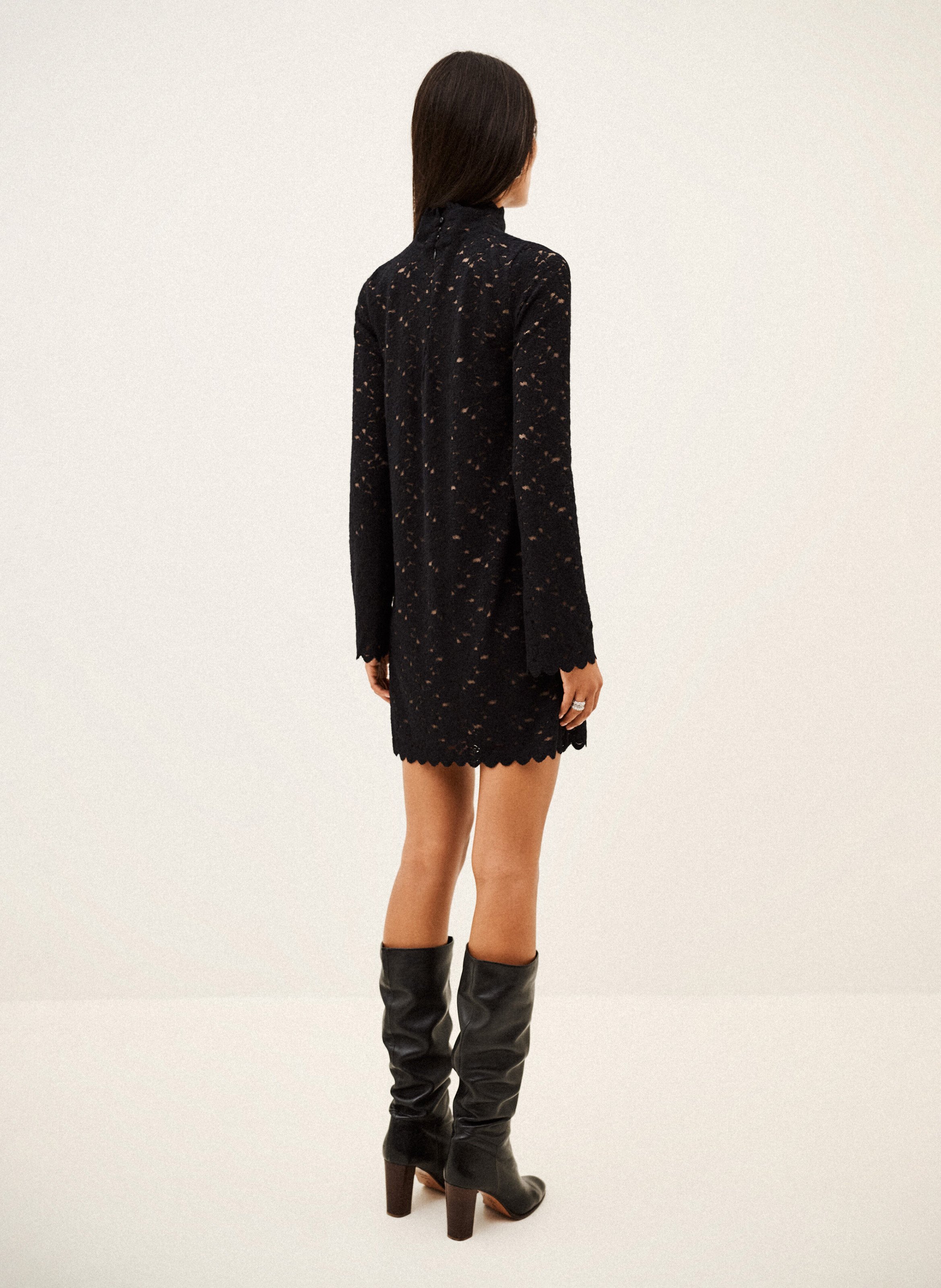 Robe courte droite à dentelle learia BA&SH Noir