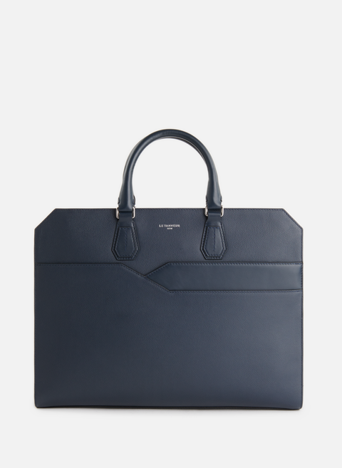 Gaston briefcase in Blue leatherLE TANNEUR 
