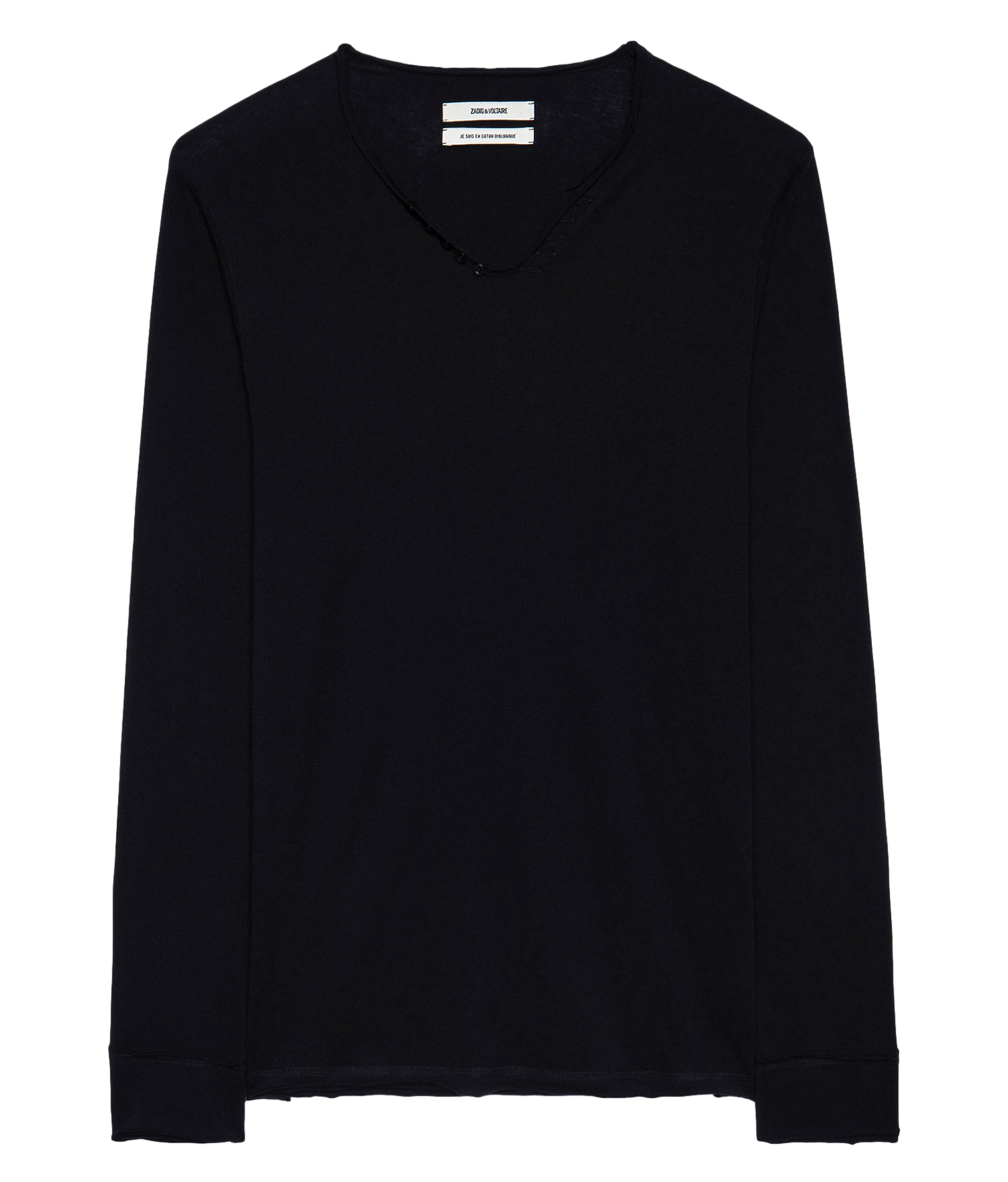 Tee-shirt col tunisien regular-fit en coton monastir ZADIG&VOLTAIRE Noir