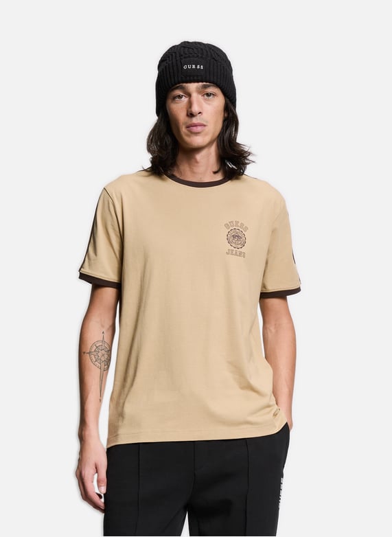 Stripe Detail T shirt Guess Men Printemps