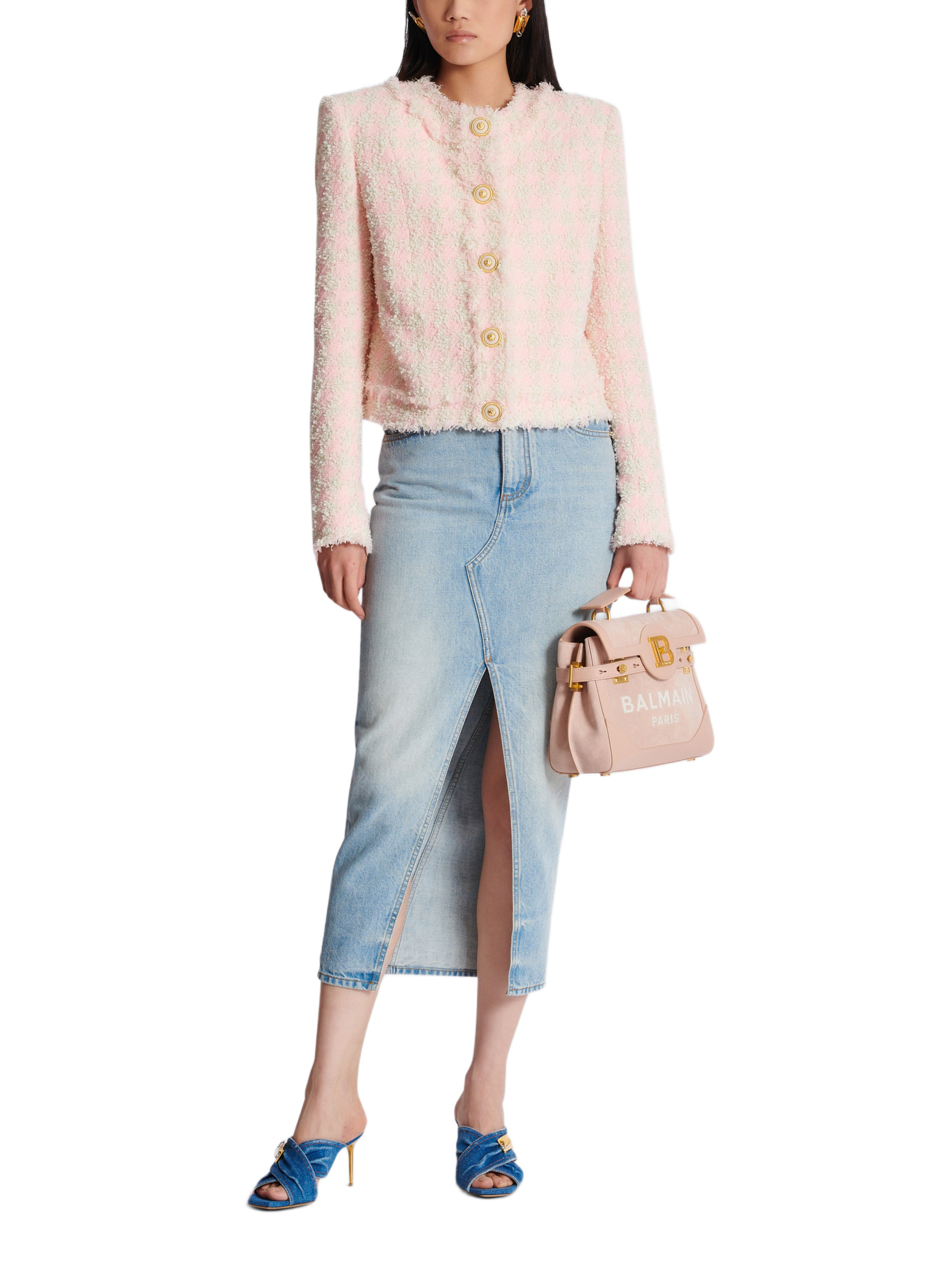Veste 5 boutons en tweed BALMAIN Rose