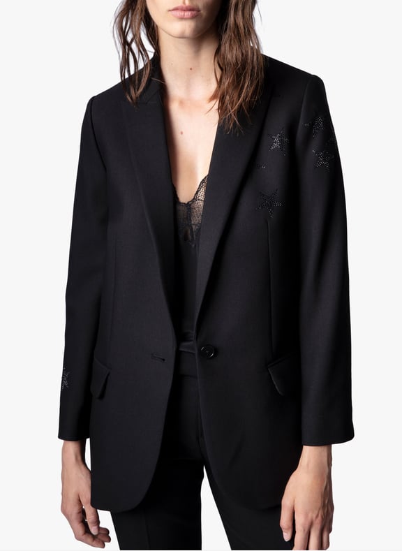 Veste col tailleur avec étoiles strass viva Noir by ZADIG&VOLTAIRE ZADIG&VOLTAIRE Veste col tailleur avec étoiles strass viva Noir