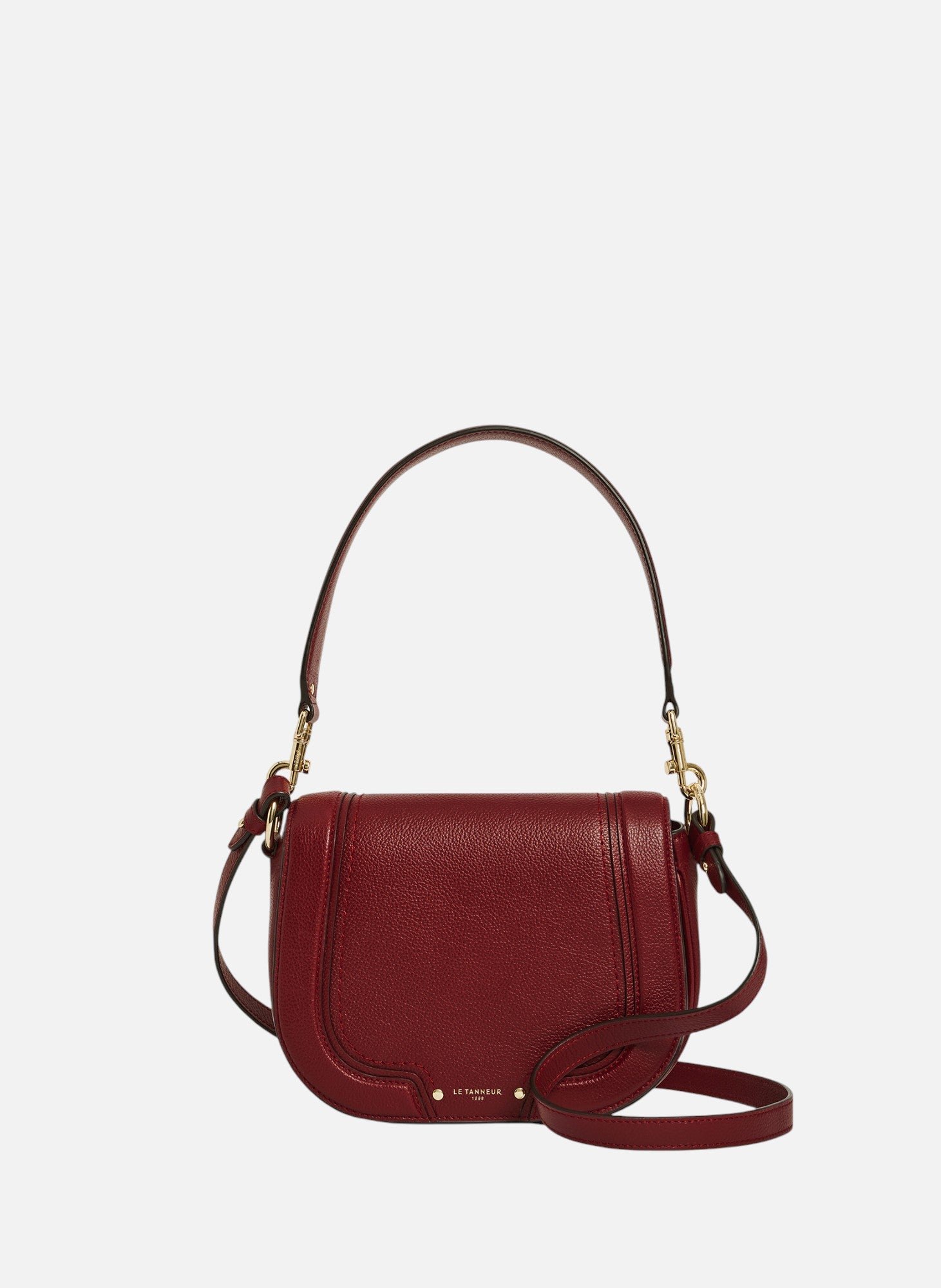 Sac bandoulière moyen modèle ella en cuir grainé LE TANNEUR Rouge