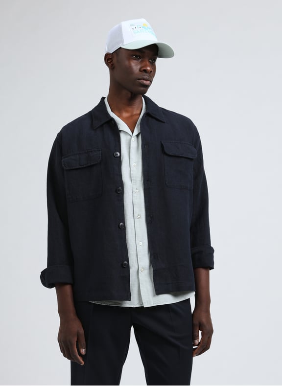 Chemise droite en lin et coton Bleu by SELECTED SELECTED Chemise droite en lin et coton Bleu