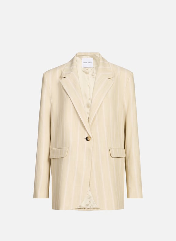 Striped Sahaven blazer Beige by SAMSOE SAMSOE SAMSOE SAMSOE Striped Sahaven blazer Beige